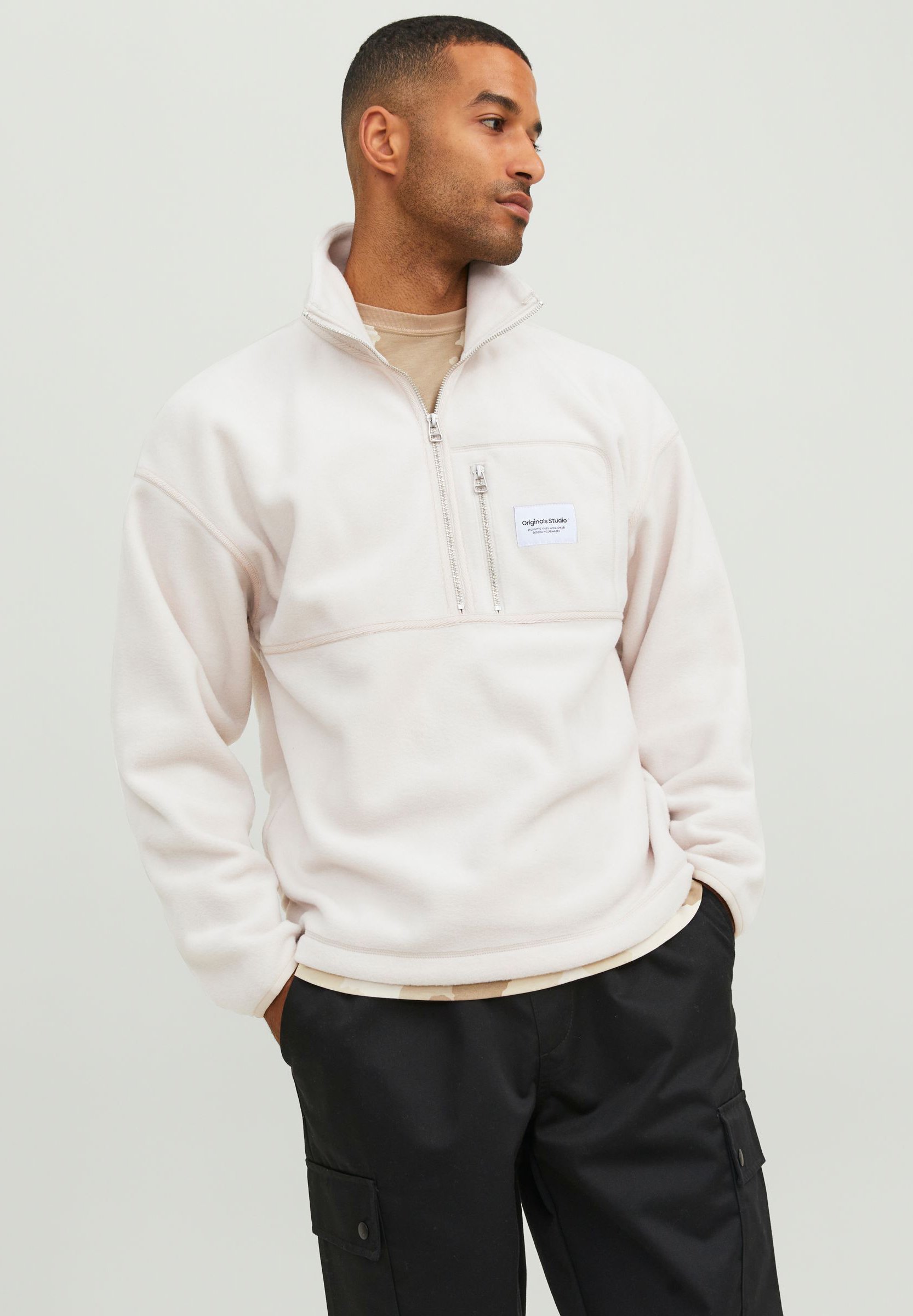 Jack &Jones JORVESTERBRO QUARTER ZIP H N - Sweatshirt - moonbeam/off-white