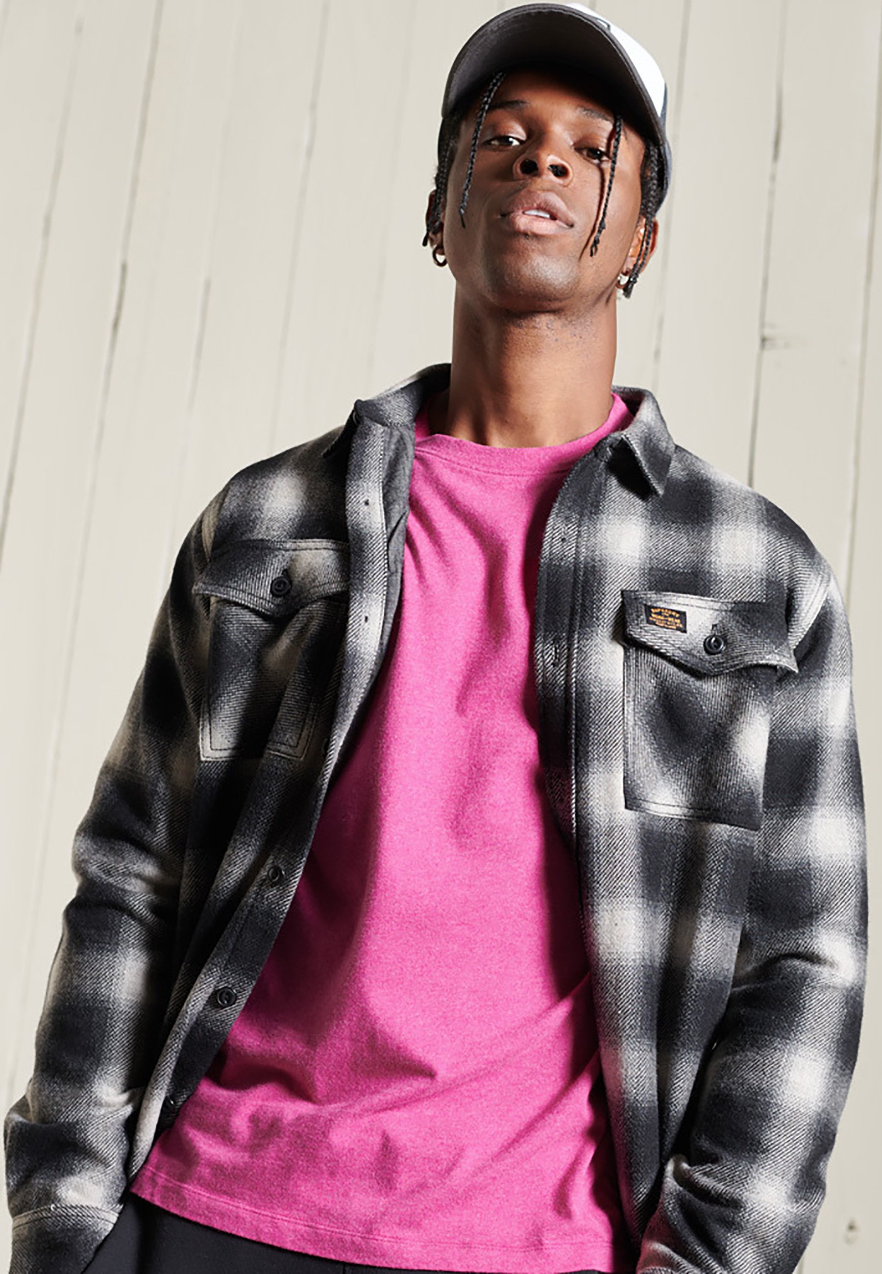 Superdry VINTAGE LOGO EMB - Basic T-shirt - magenta marl/pink