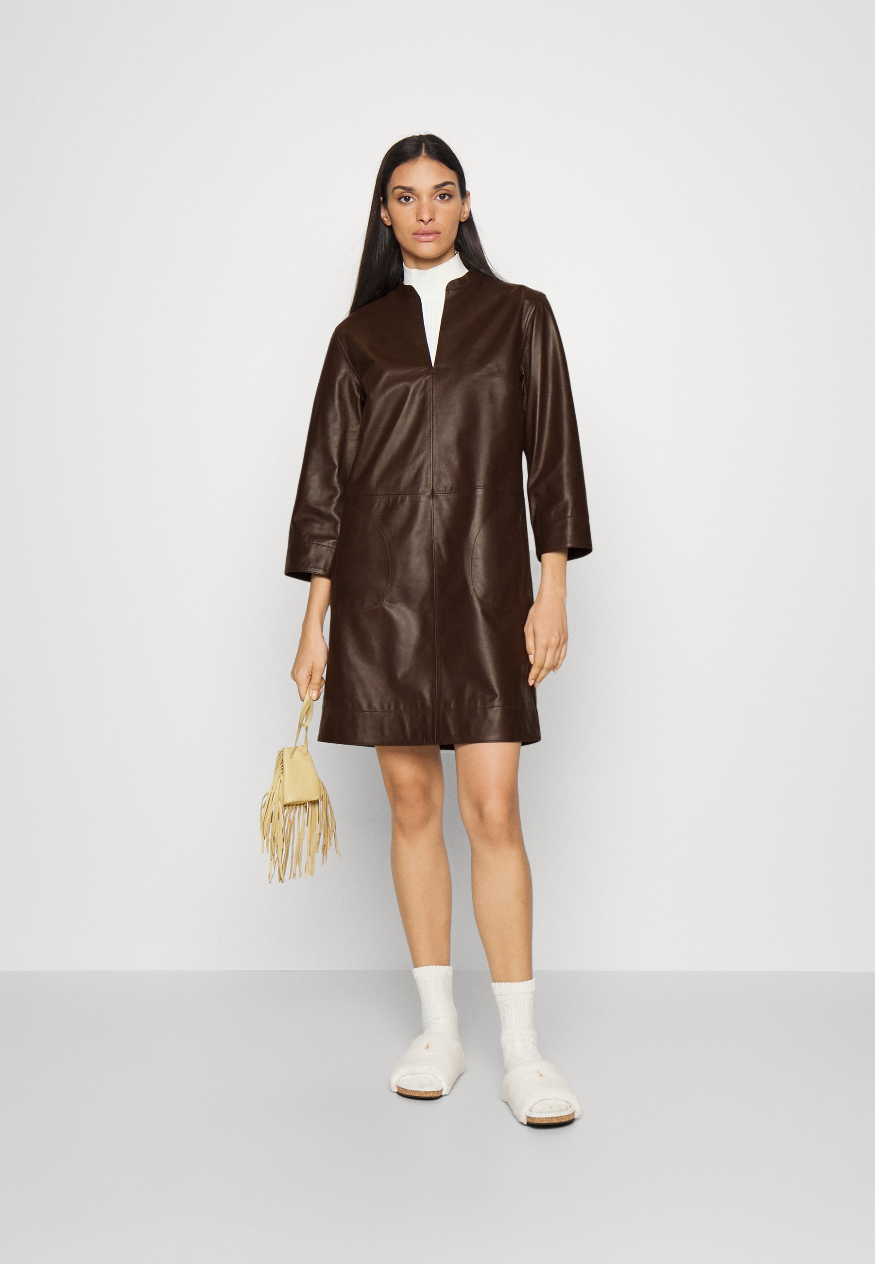Polo Ralph Lauren 3/4 SLEEVE DAY DRESS - Day dress - dark beech/beige
