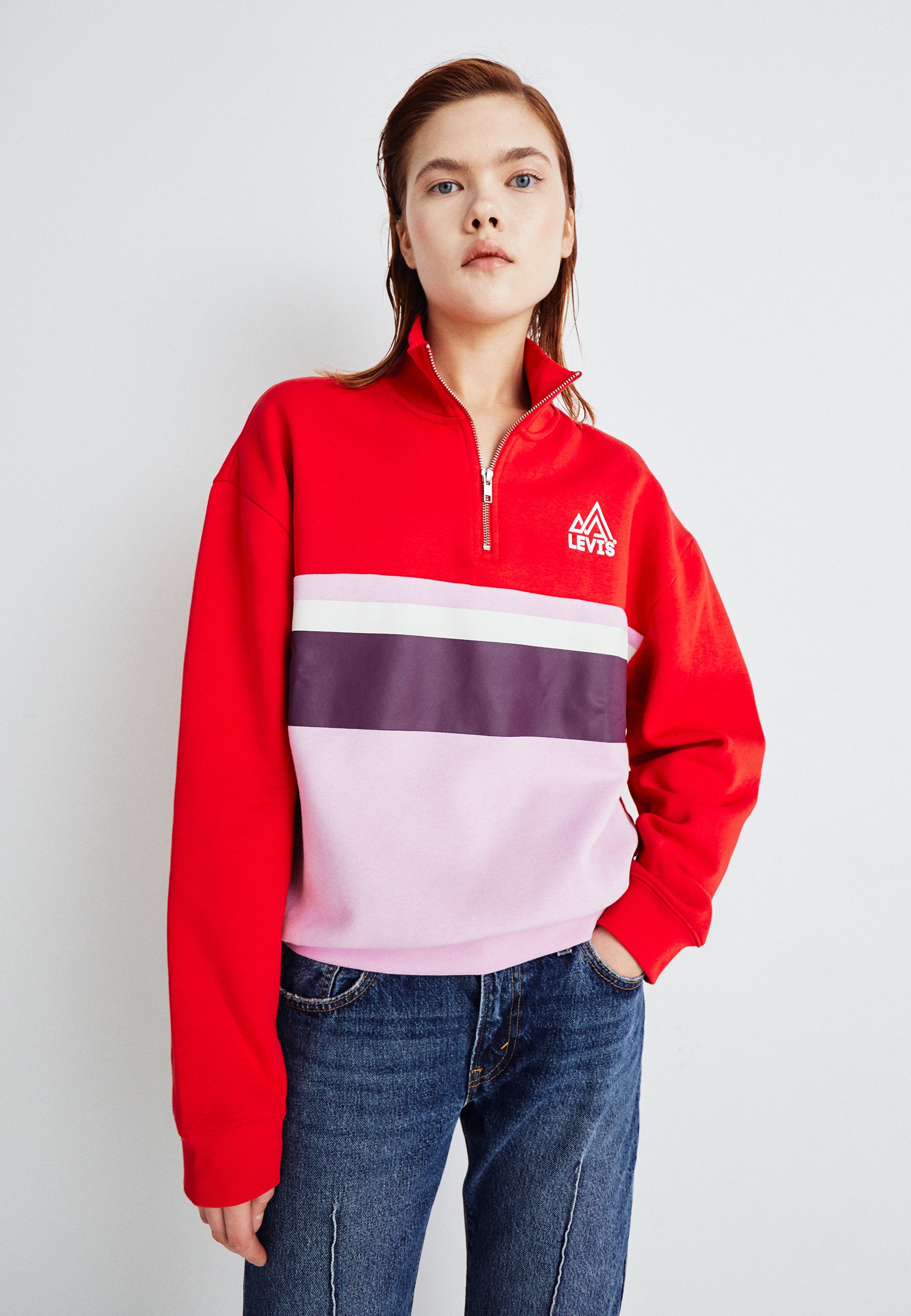 Levi's® GRAPHIC 1/4 ZIP - Sweatshirt - red/multi-coloured/red
