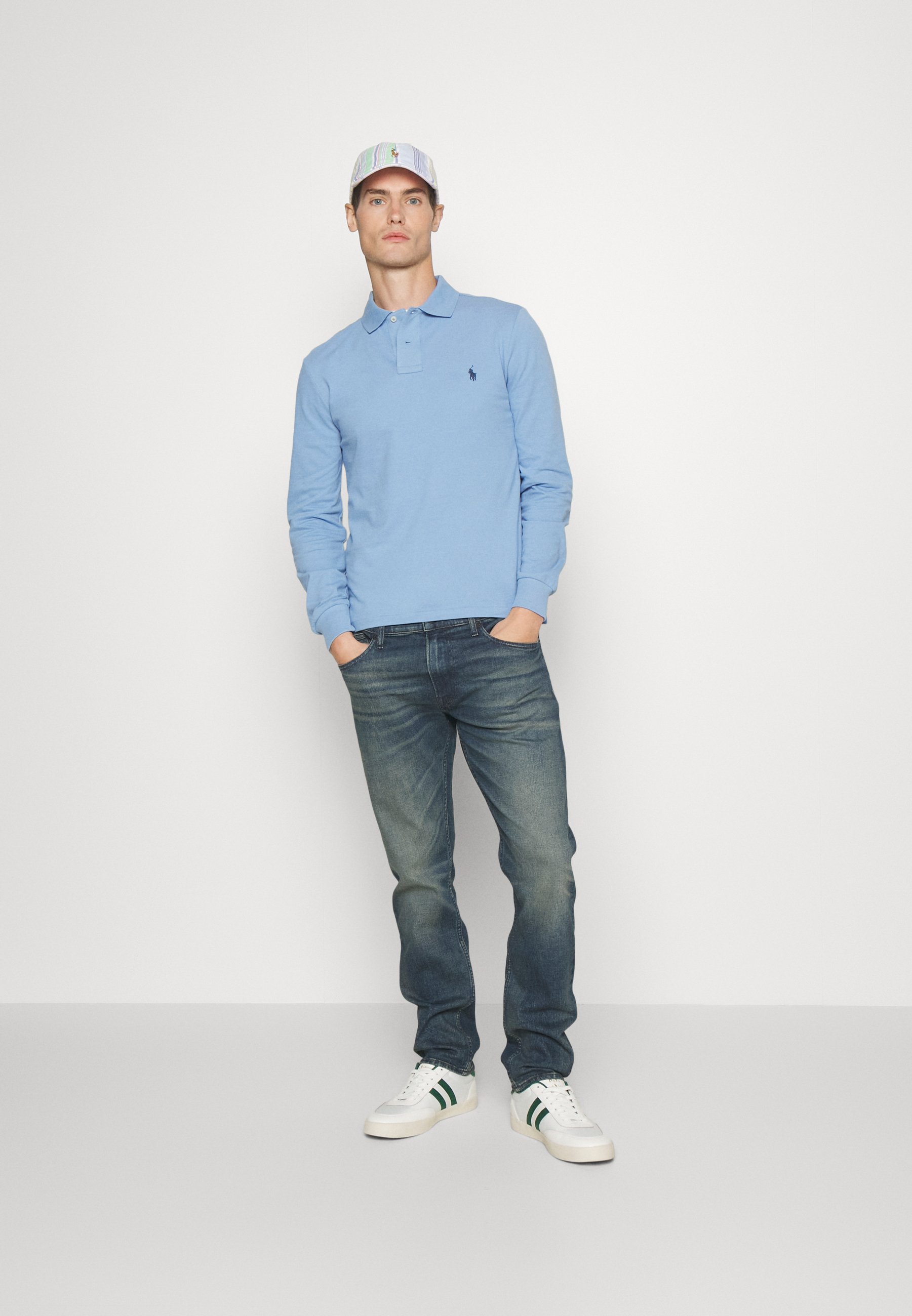 Polo Ralph Lauren SLIM LONG SLEEVE - Polo shirt - sky blue/light blue