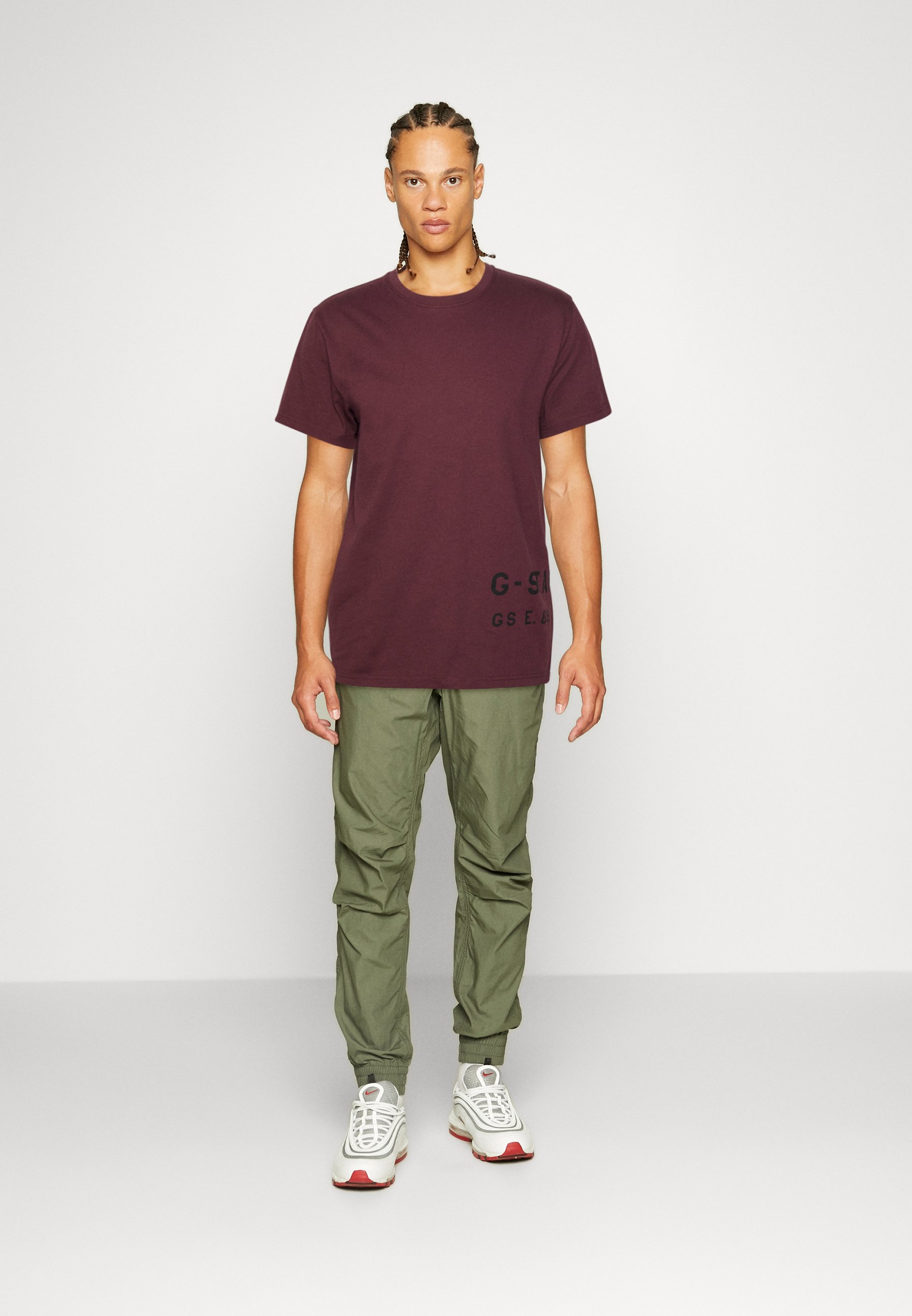 G-Star STENCIL FRONT BACK - Print T-shirt - vineyard wine/dark red