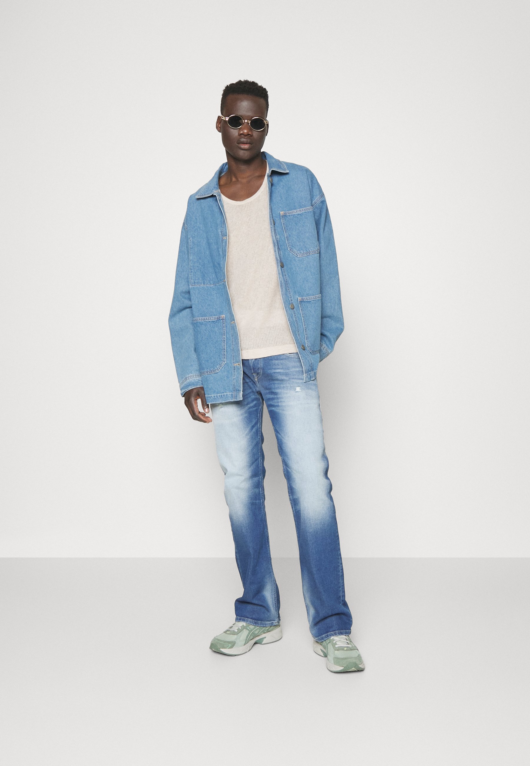 Diesel ZATINY-X - Flared Jeans - dark-blue denim