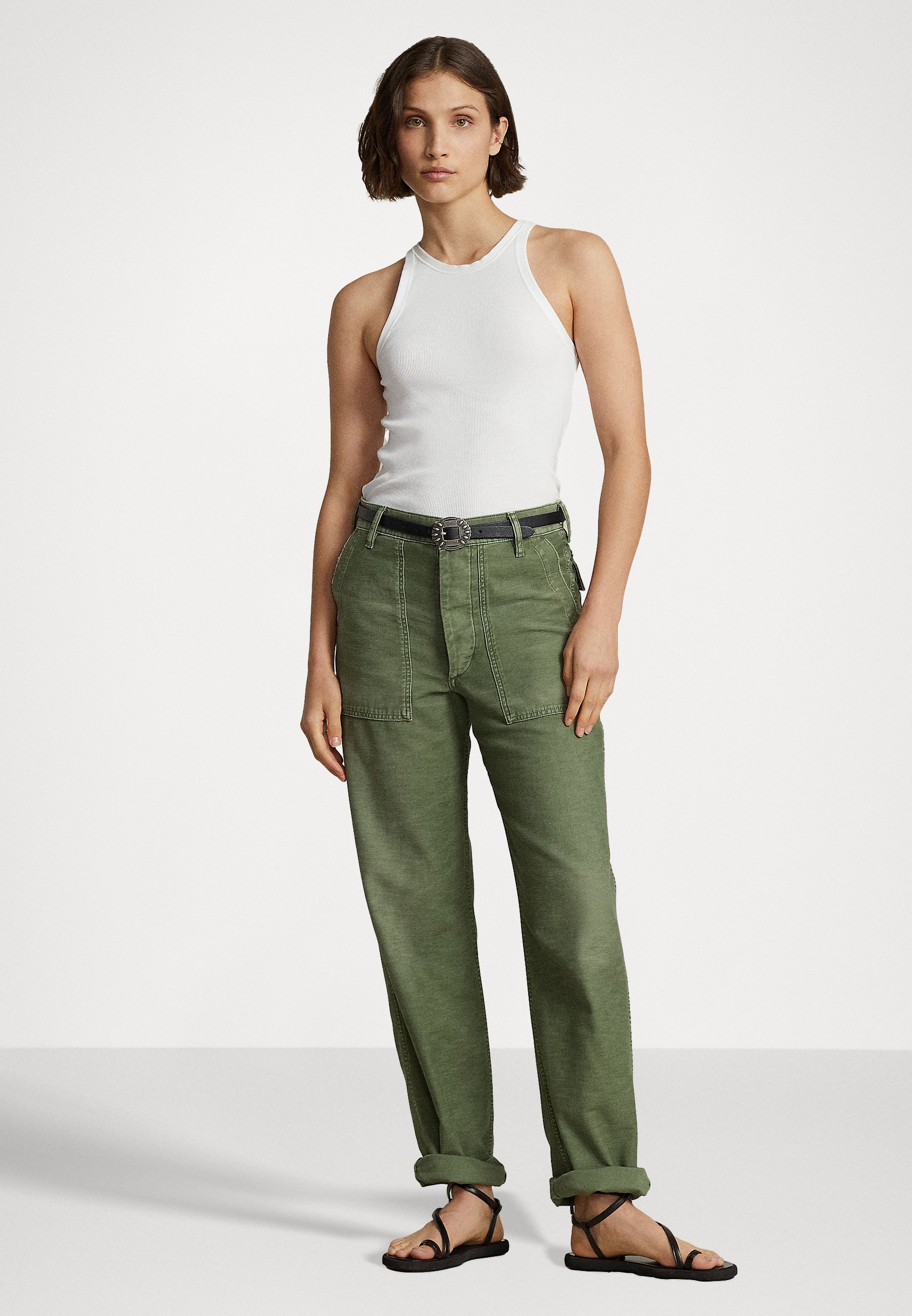 Polo Ralph Lauren FLAT FRONT - Trousers - olive/green