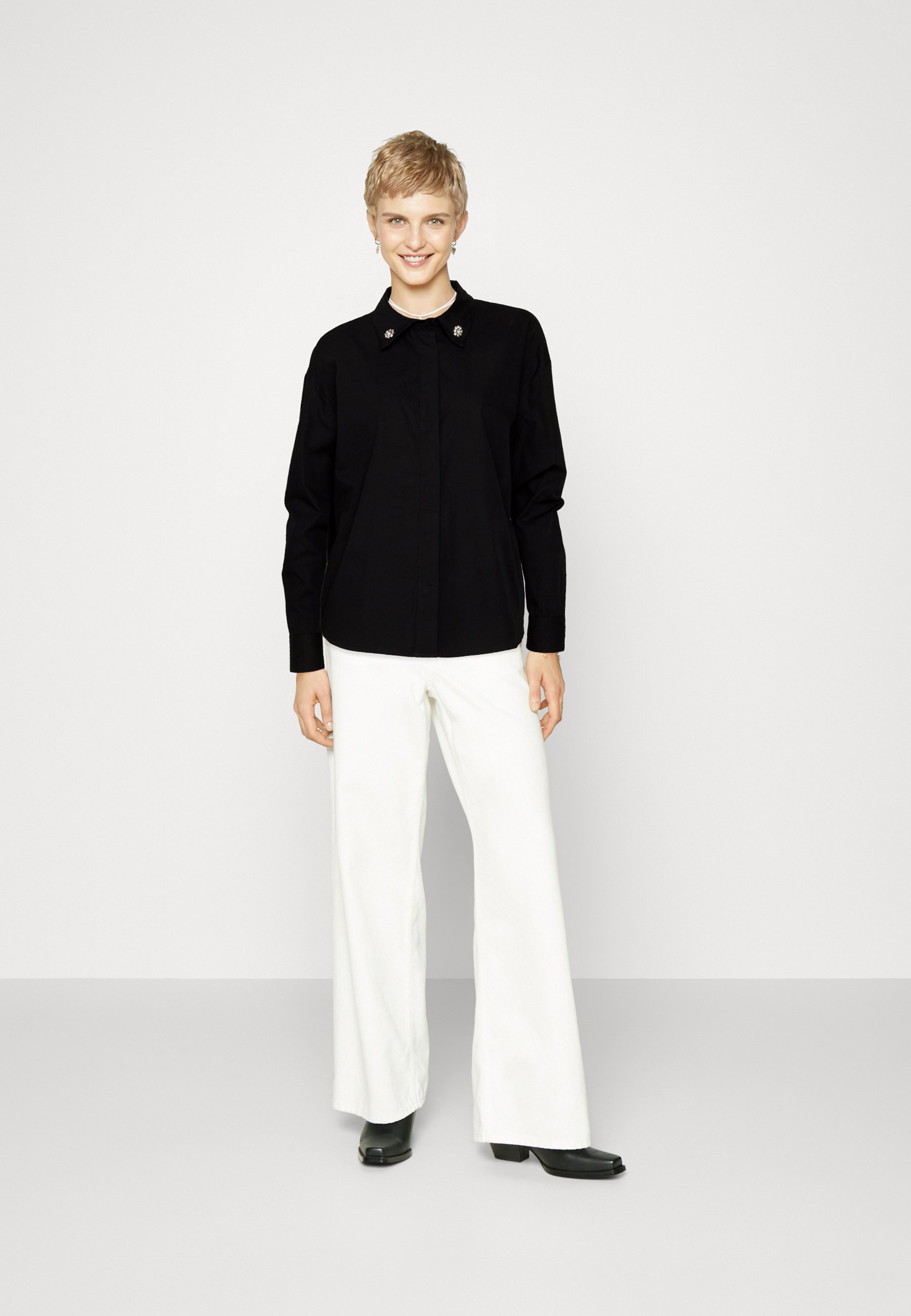ONLY ONLMEGAN DETAIL  - Button-down blouse - black/black