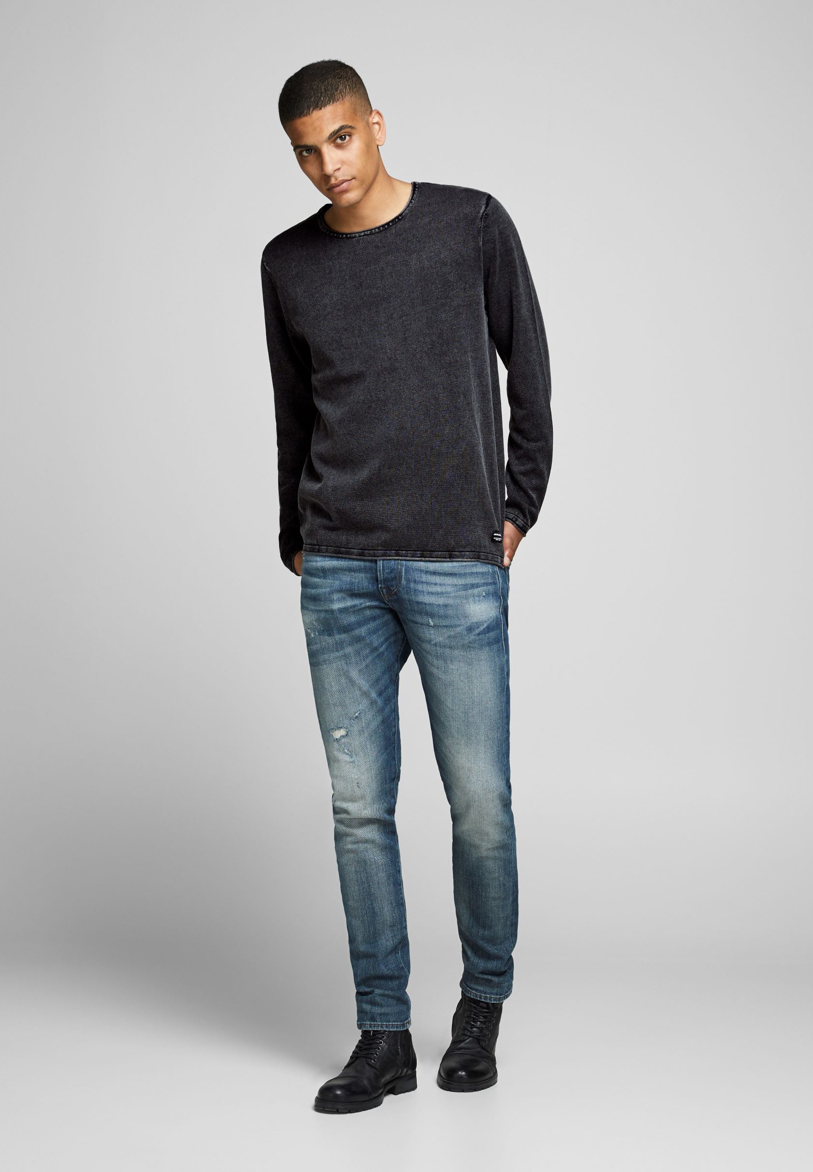 Jack &Jones JJELEO CREW NECK NOOS - Jumper - caviar/black