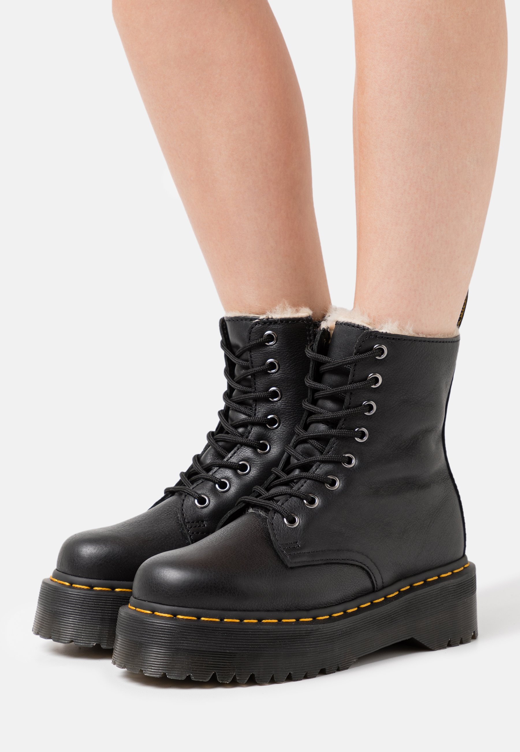 Dr. Martens JADON FAUX FUR LINED - Platform ankle boots - black pisa/black
