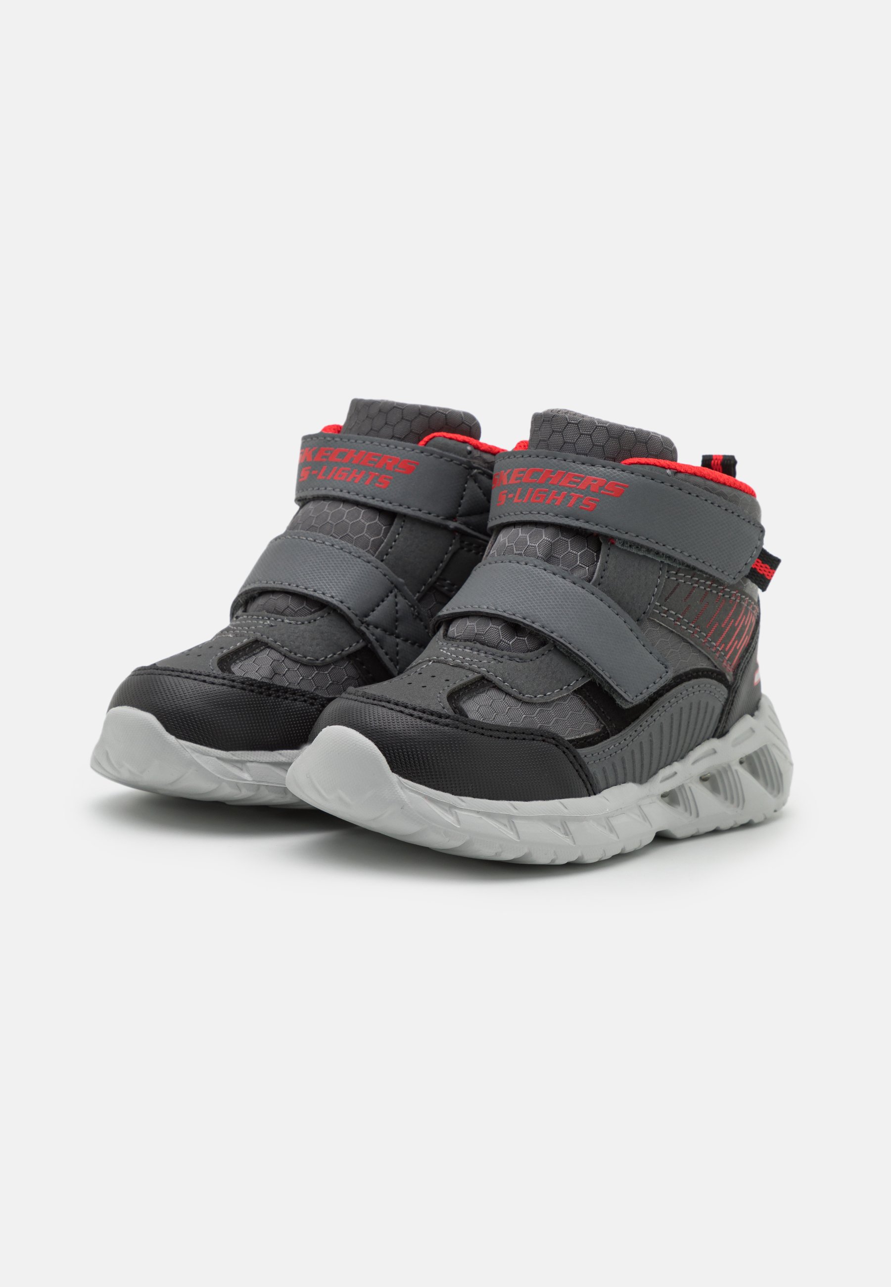 Skechers EXPOSED SIDEWALL LIGHTS - High-top trainers - charcoal/black/red/dark grey