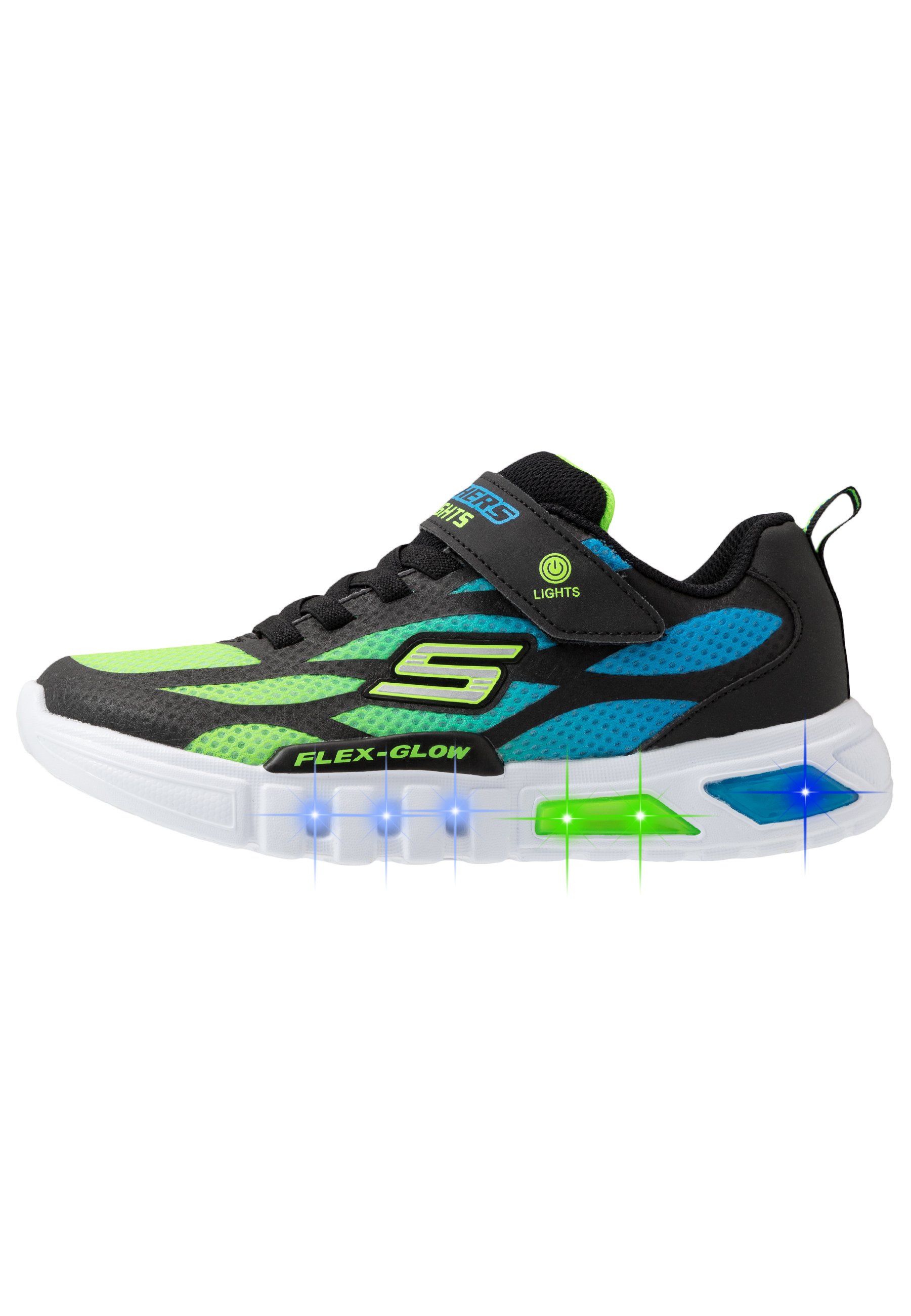 Skechers FLEX-GLOW - Trainers - black/blue/lime/black