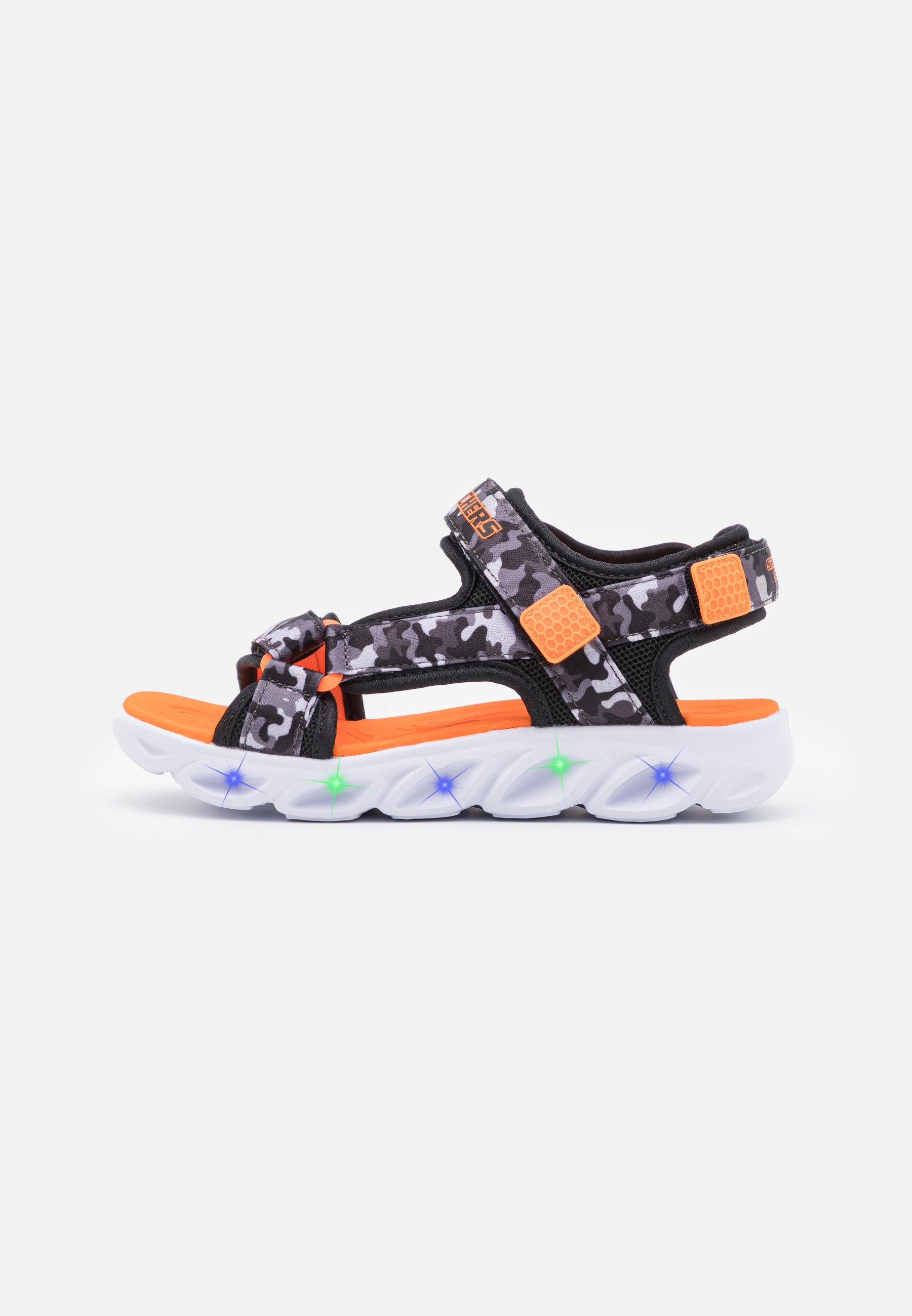 Skechers LIGHTED CAMO PRINTED RIVER  - Sandals - black/gray/orange/black
