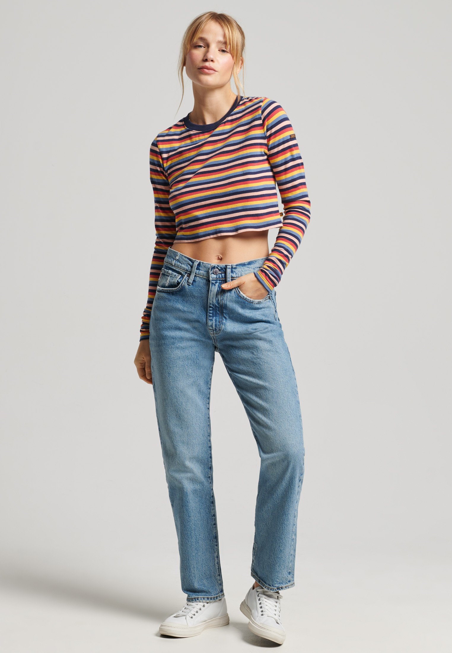 Superdry HIGH RISE - Straight leg jeans - ludlow blue stone/blue