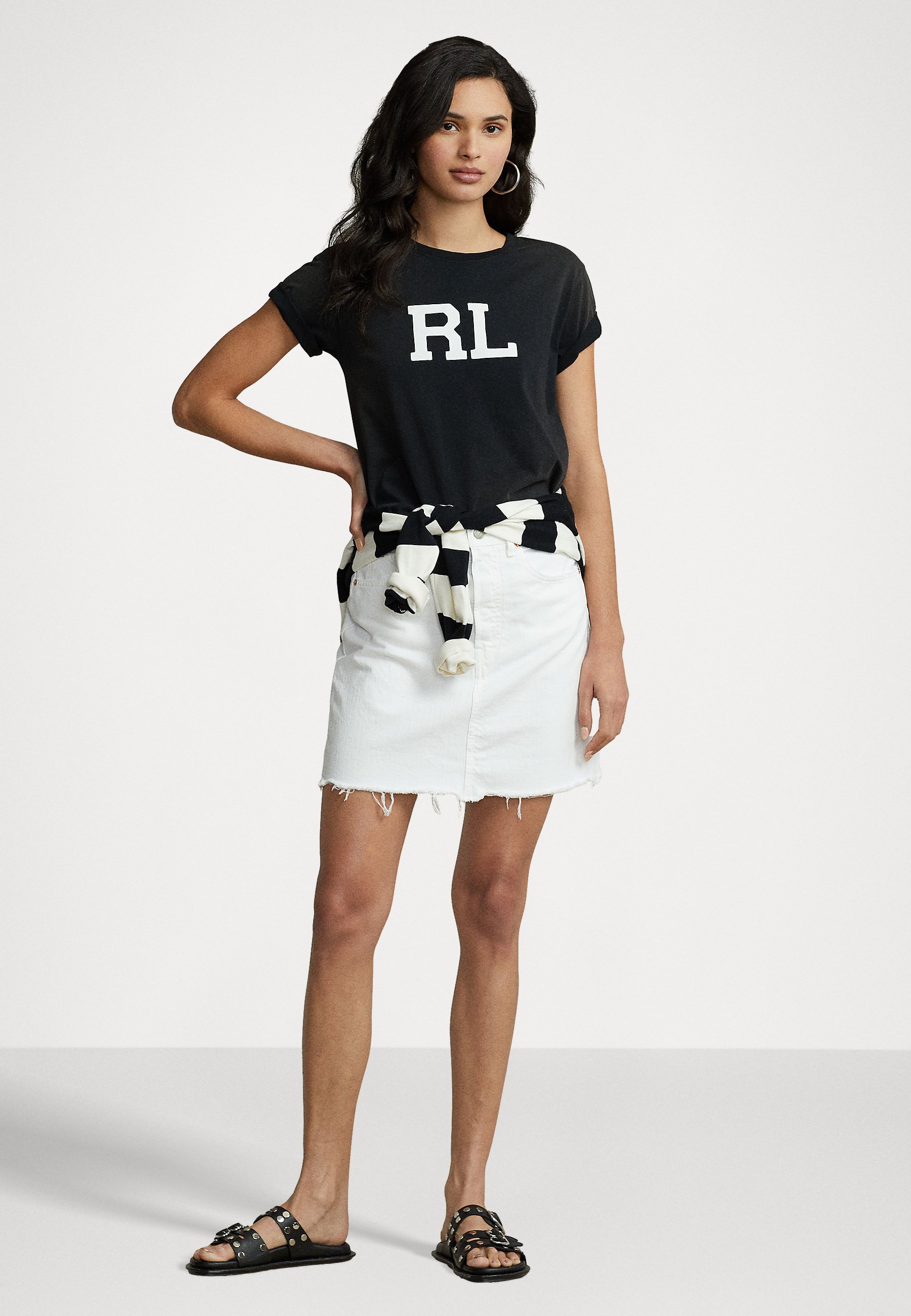 Polo Ralph Lauren SKIRT PENCIL - Mini skirt - nulah wash/white denim