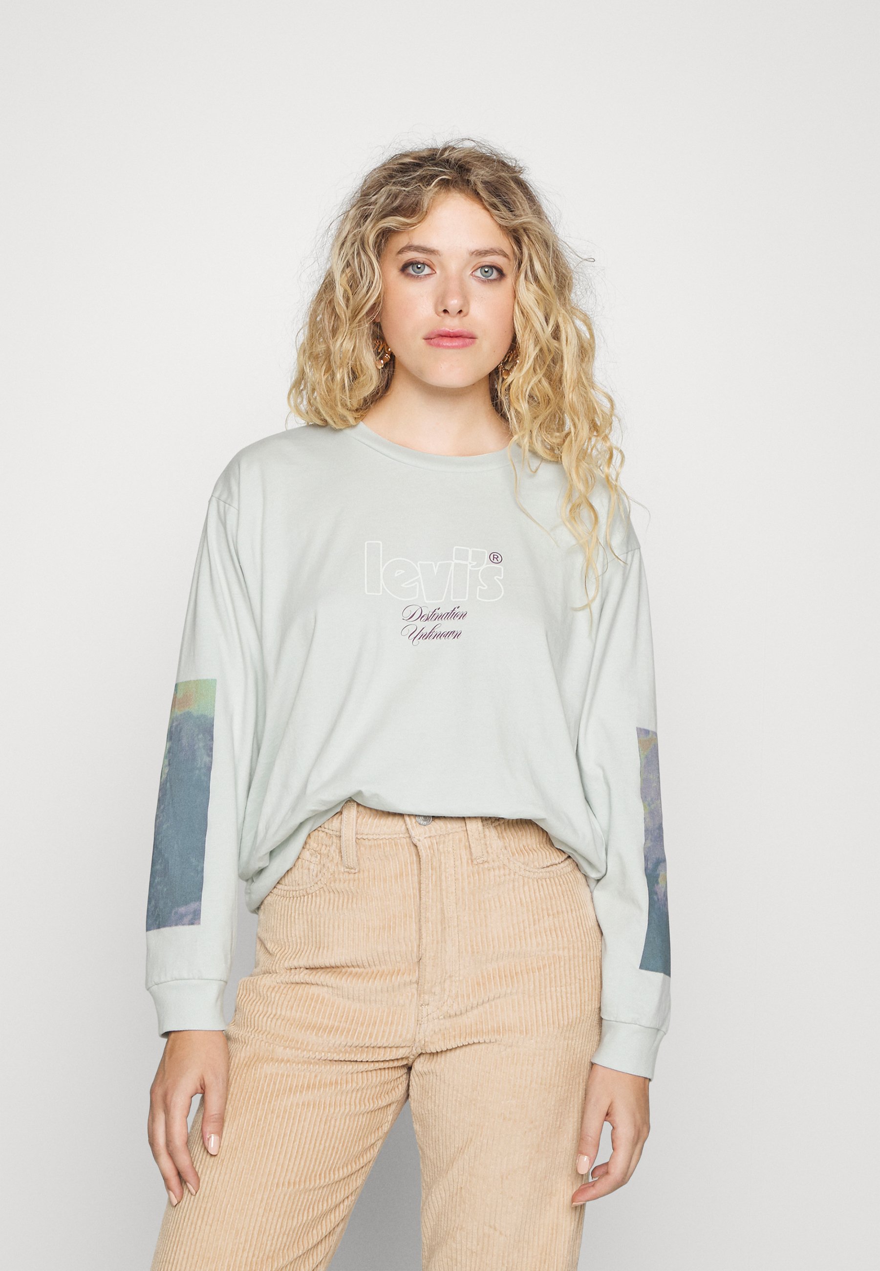 Levi's® GRAPHIC REESE TEE - Long sleeved top - vintage postcard misty blue/blue