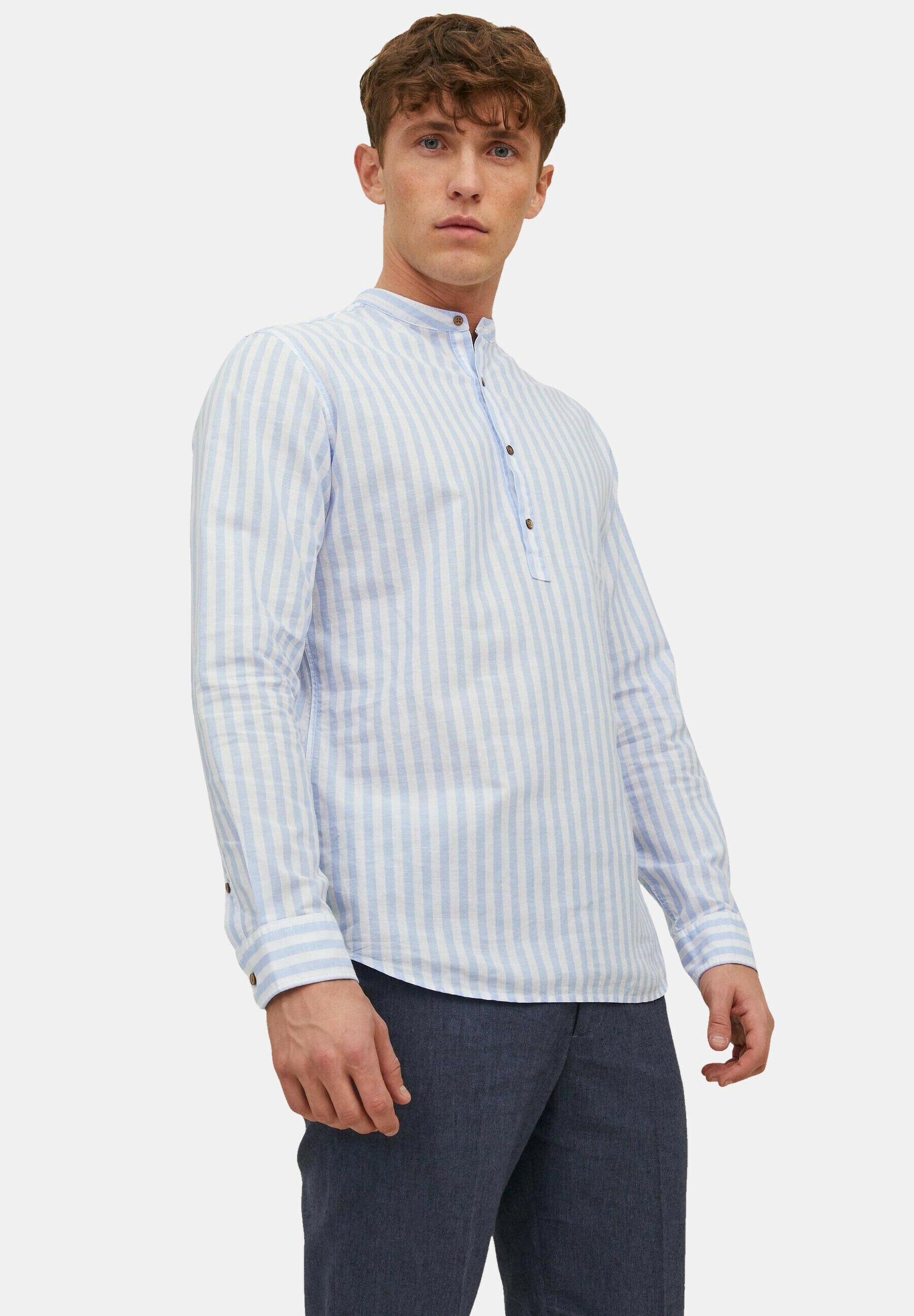 Jack &Jones SUMMER HALF PLACKET LANGARM - Shirt - blau/blue