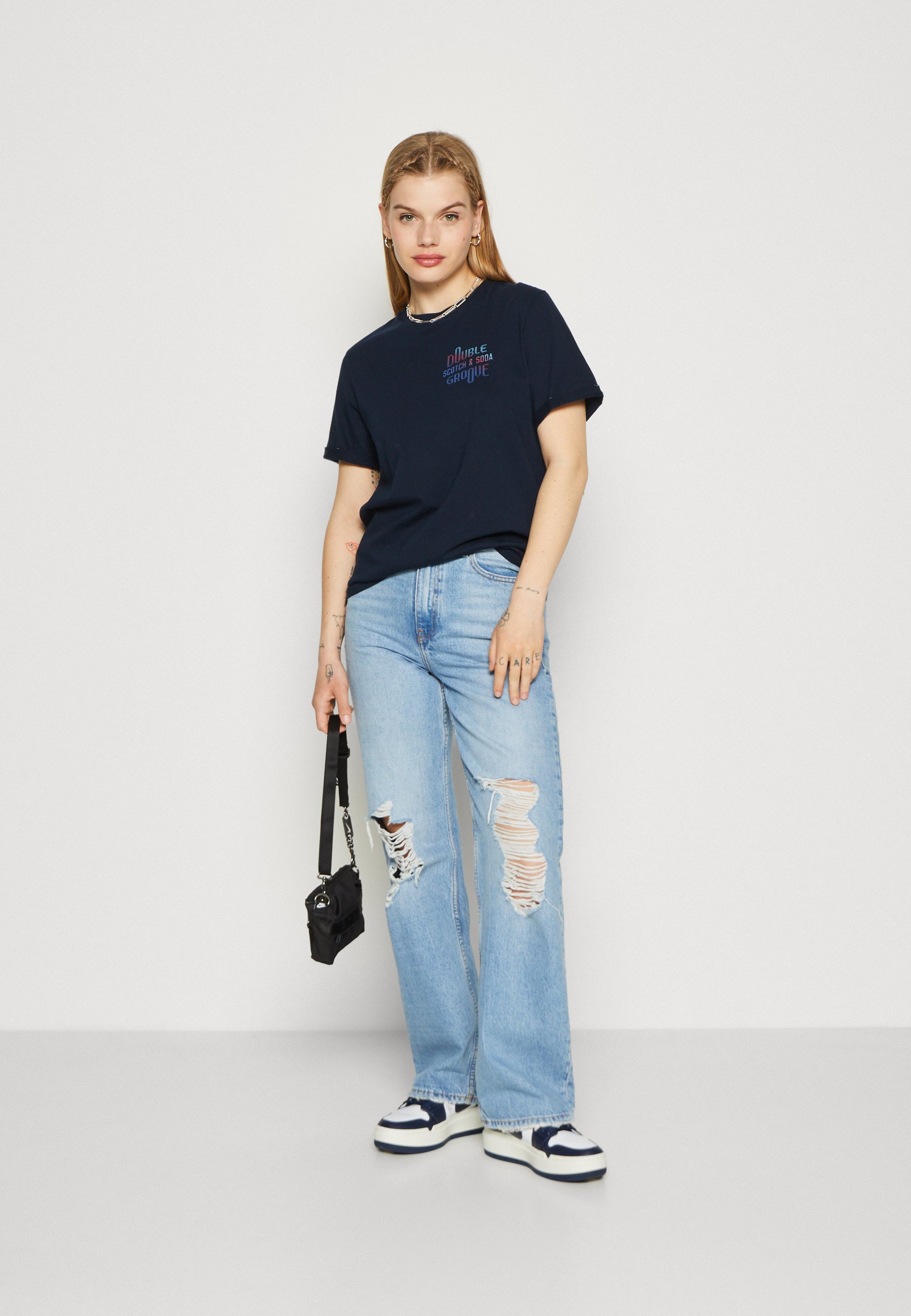 Scotch & Soda DOUBLE GROOVE REGULAR FIT  - Print T-shirt - night/dark blue