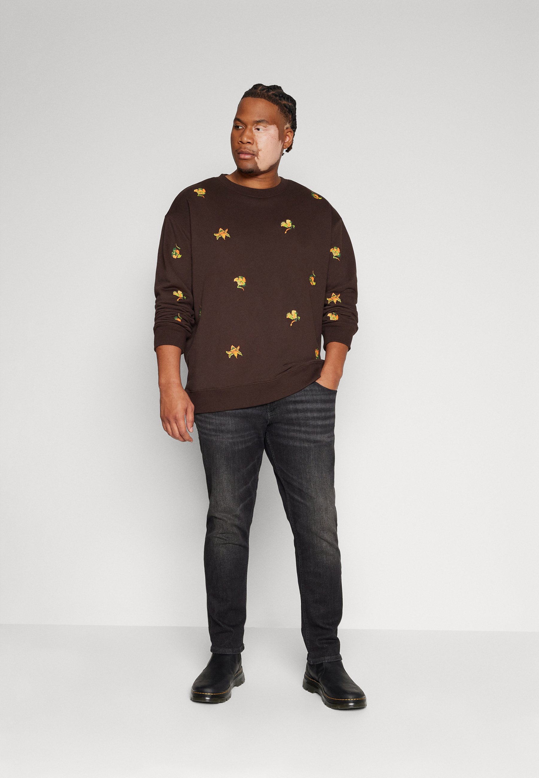 Scotch & Soda REGULAR FIT EMBROIDERY - Sweatshirt - wildflower chocolate/dark brown