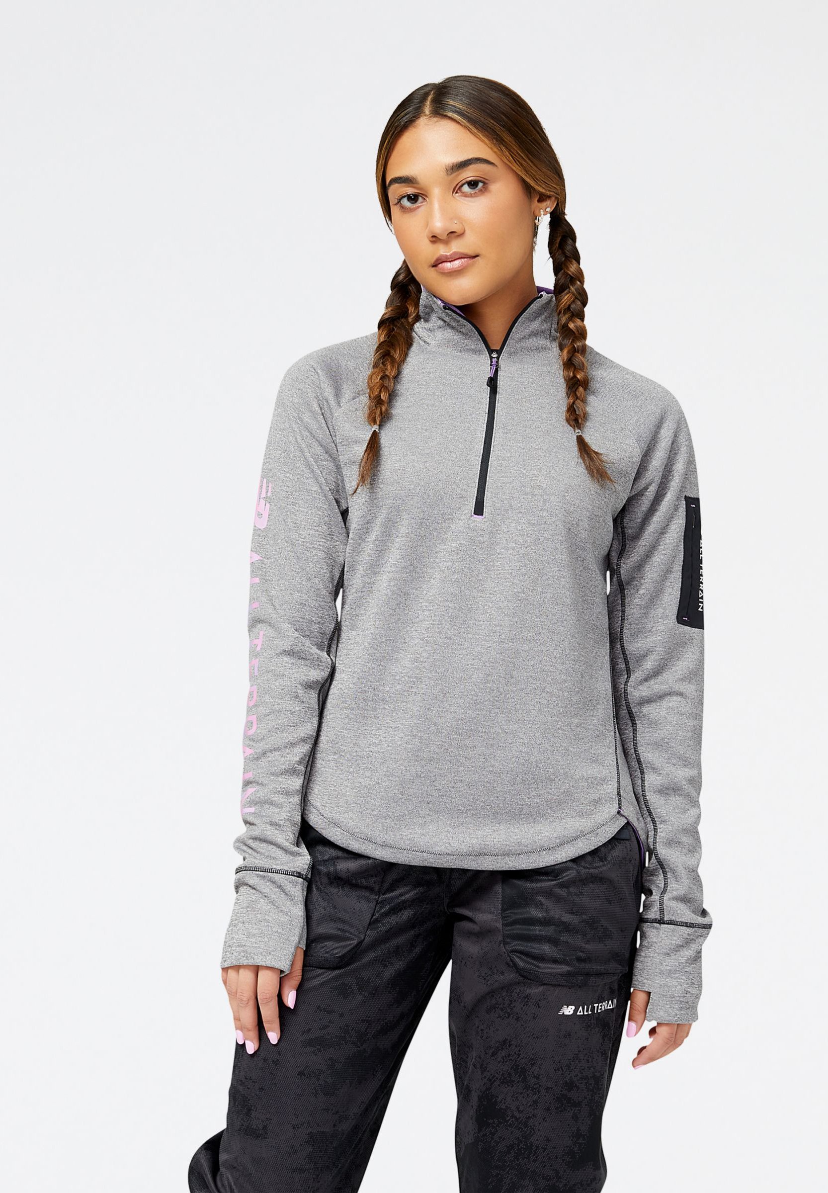 NB AT HALF ZIP - Sports T-shirt - black heather/black