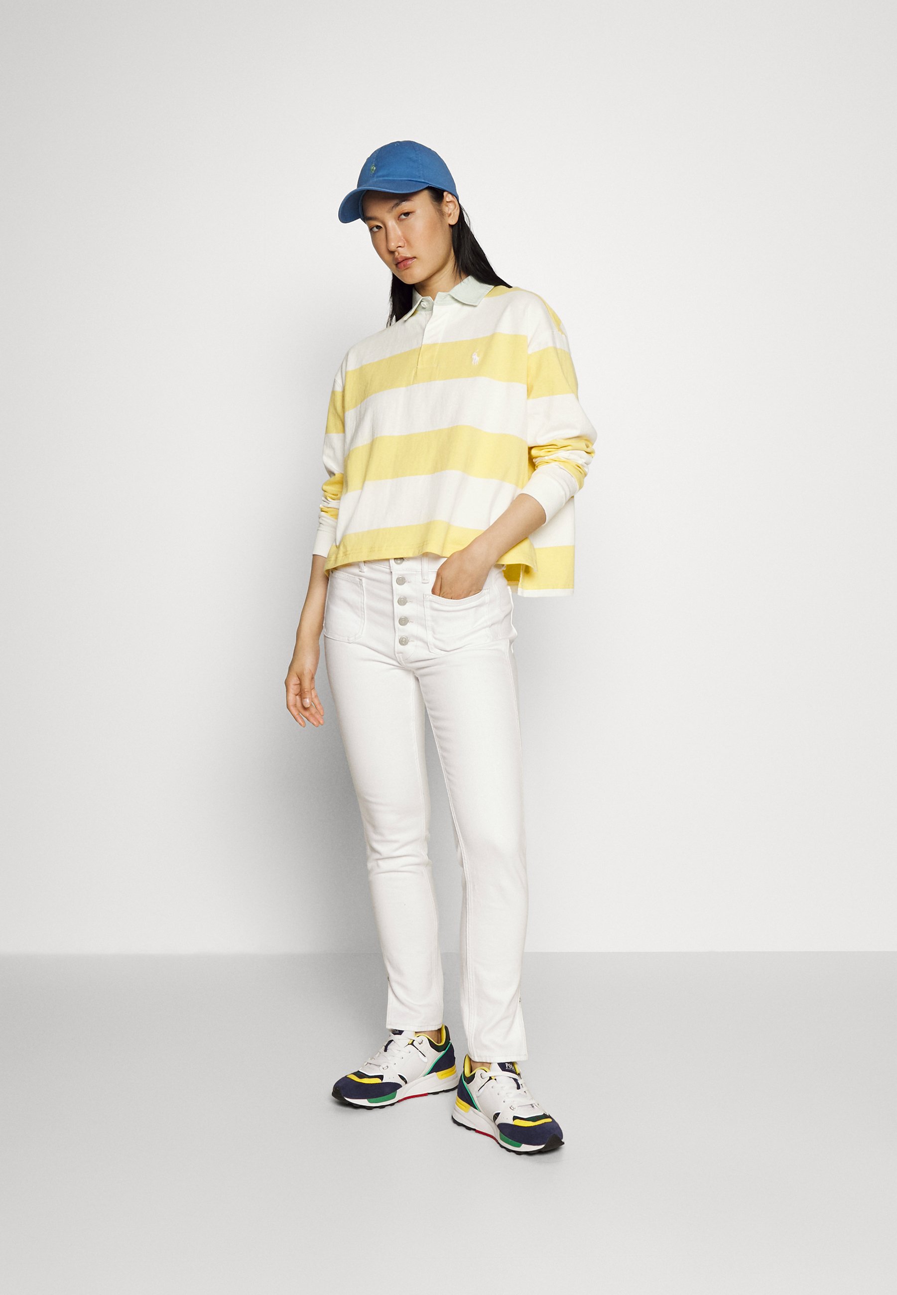 Polo Ralph Lauren LONG SLEEVE RUGBY - Long sleeved top - fall yellow/deckwash white/yellow