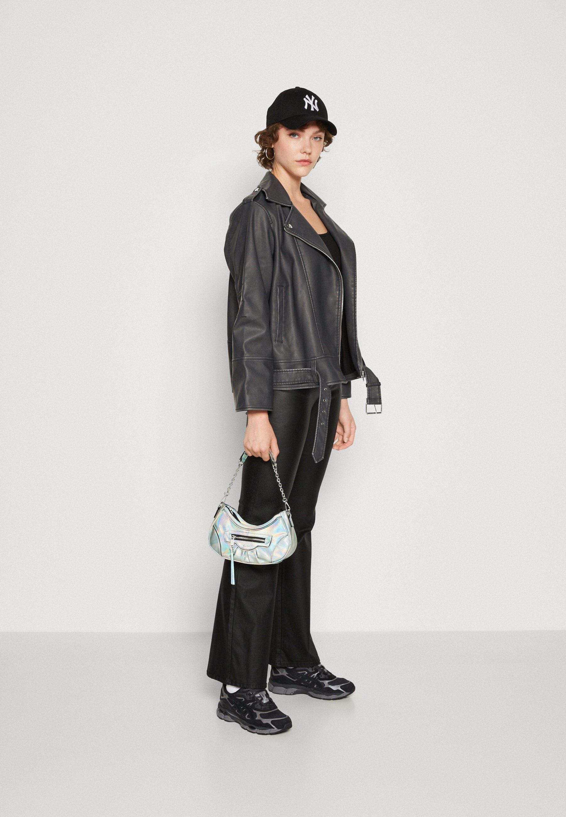 ONLY ONLMINA JACKET  - Faux leather jacket - black washed/black