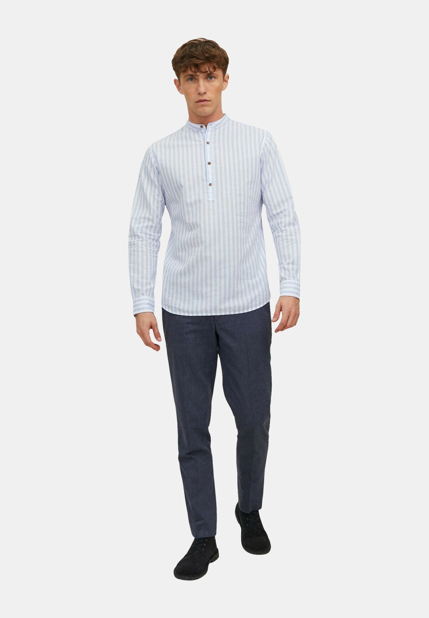 Jack &Jones SUMMER HALF PLACKET LANGARM - Shirt - blau/blue