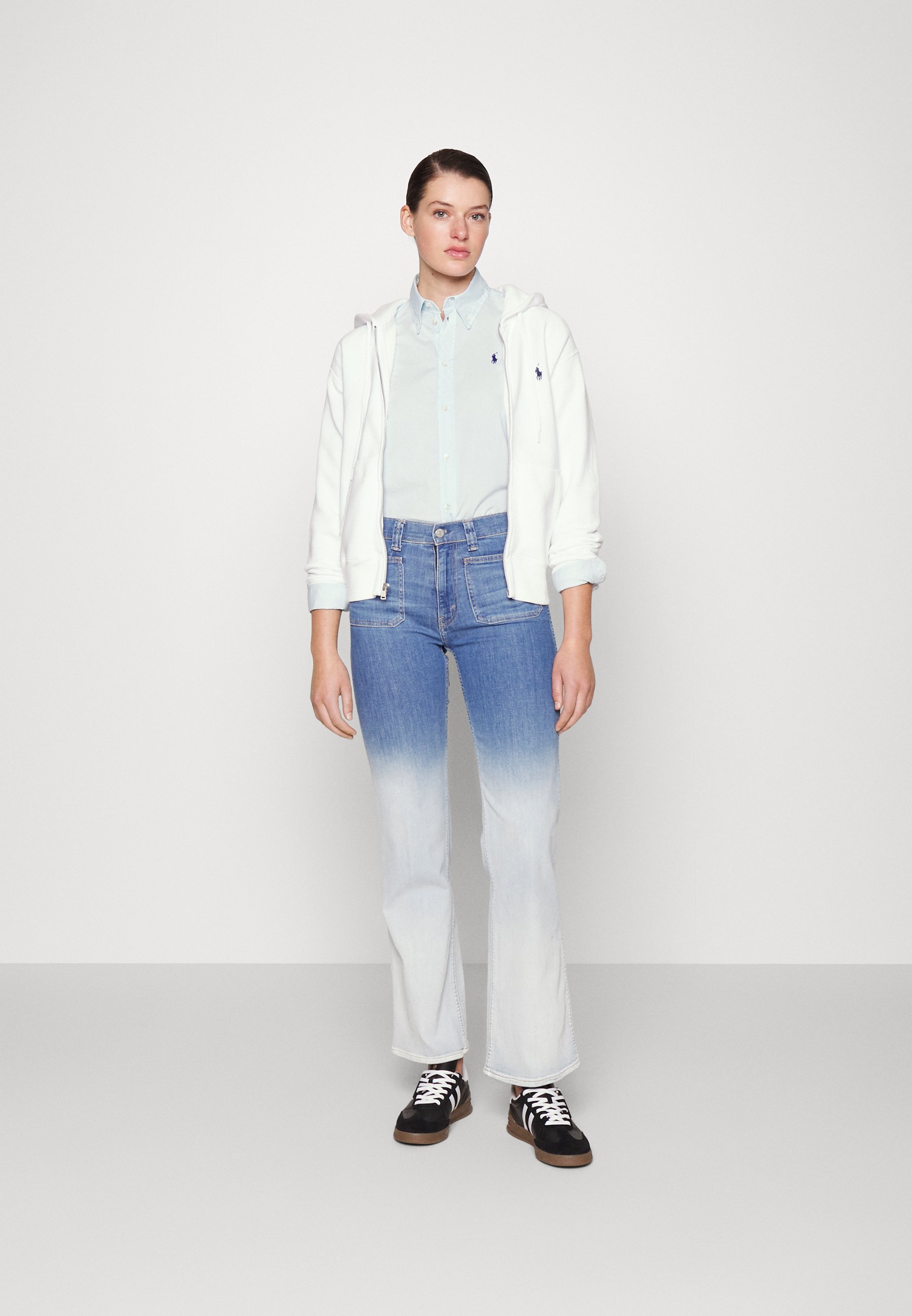 Polo Ralph Lauren LONG SLEEVE BUTTON FRONT SHIRT - Button-down blouse - ice/white