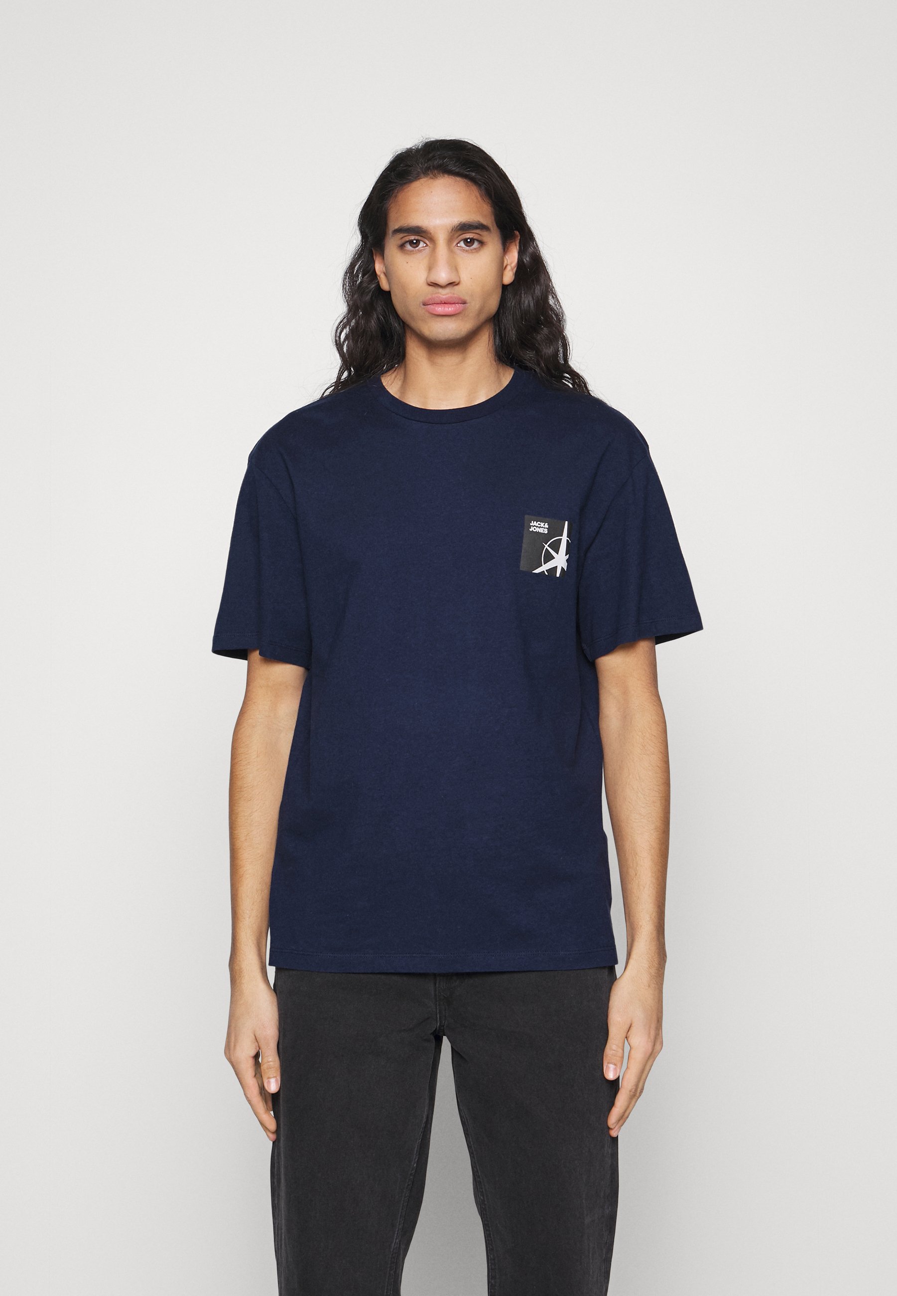 Jack &Jones JCOFILO  CREW NECK - Print T-shirt - navy blazer/dark blue