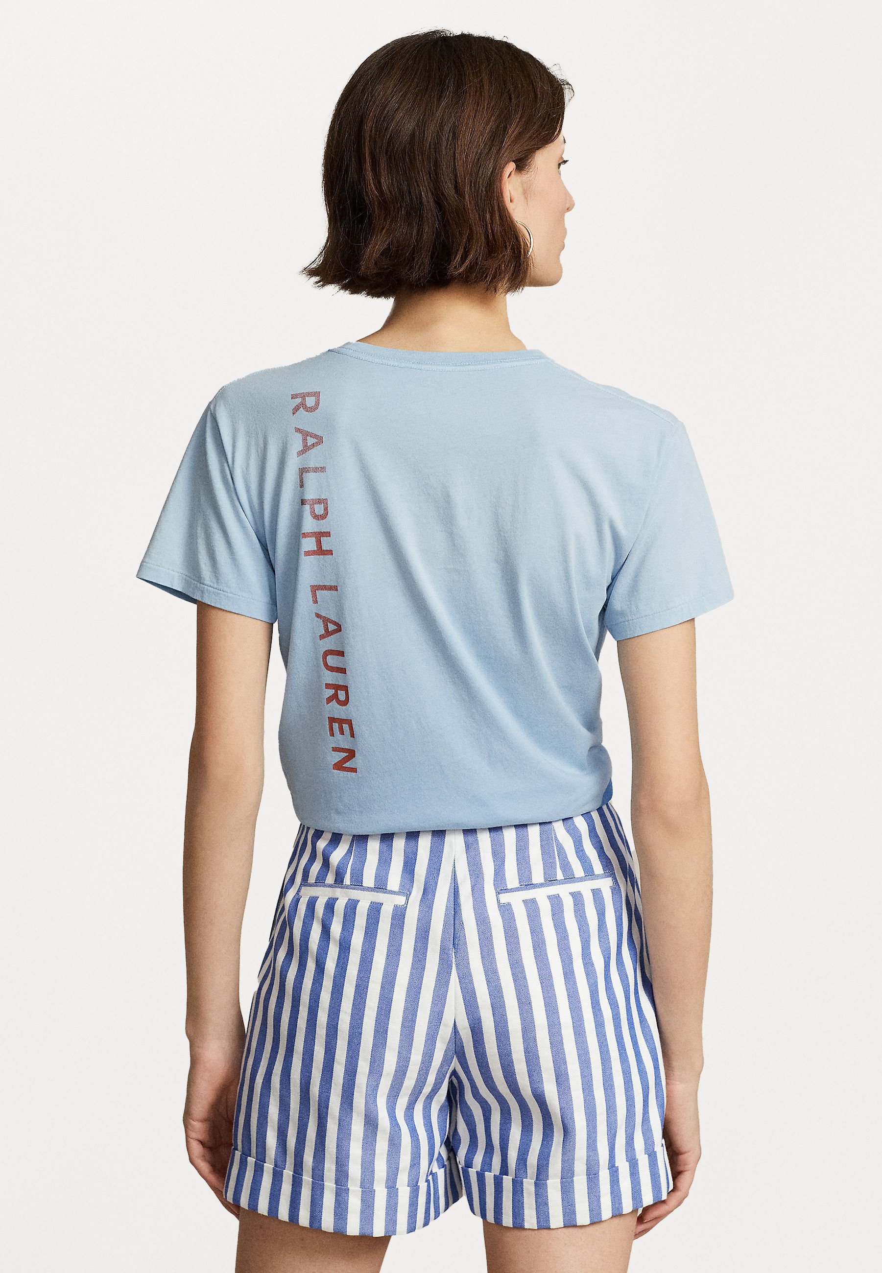 Polo Ralph Lauren WAVES SHORT SLEEVE - Print T-shirt - powder blue/blue