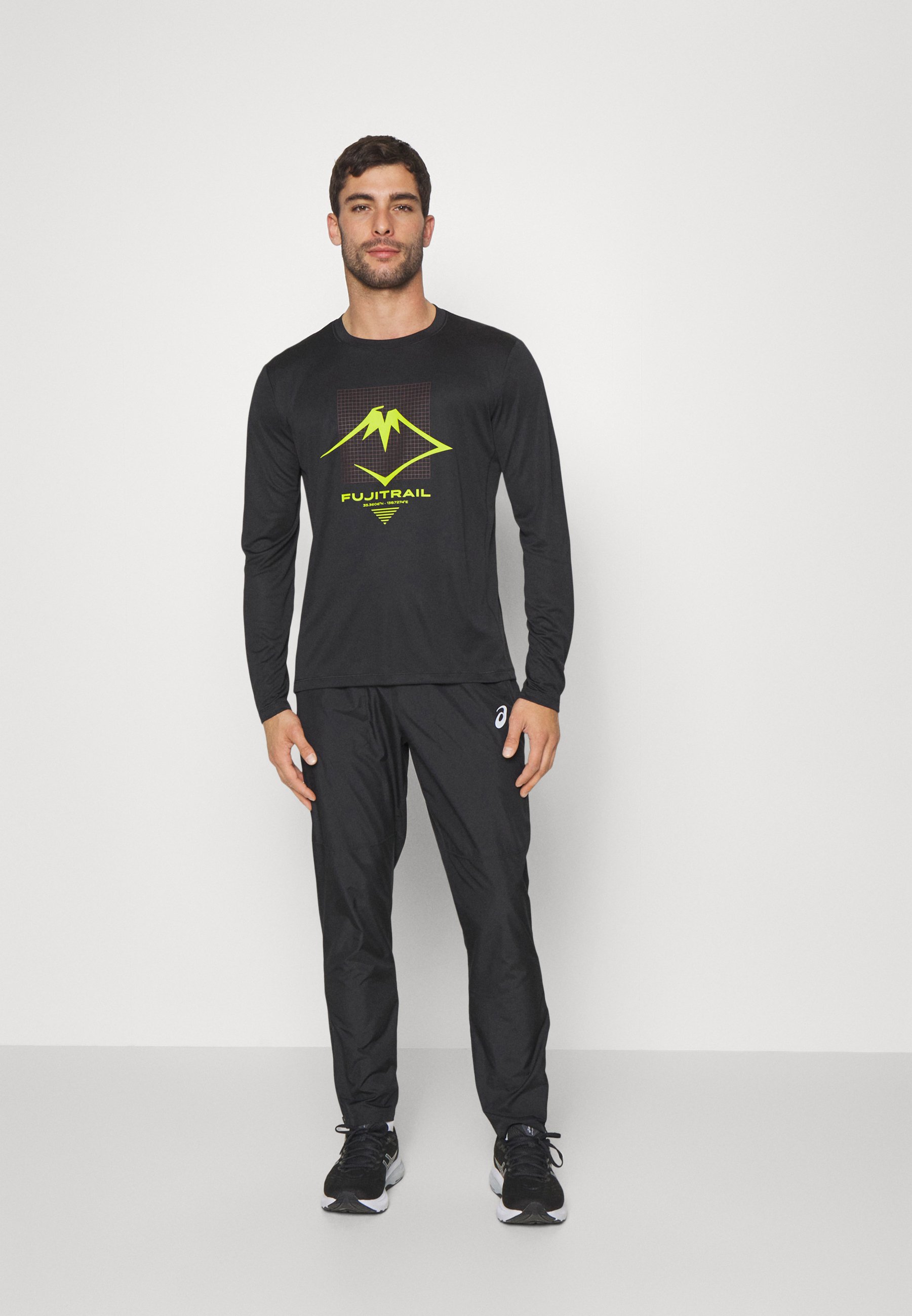 ASICS FUJITRAIL LOGO  - Long sleeved top - perfomance black/antique red/lime/black