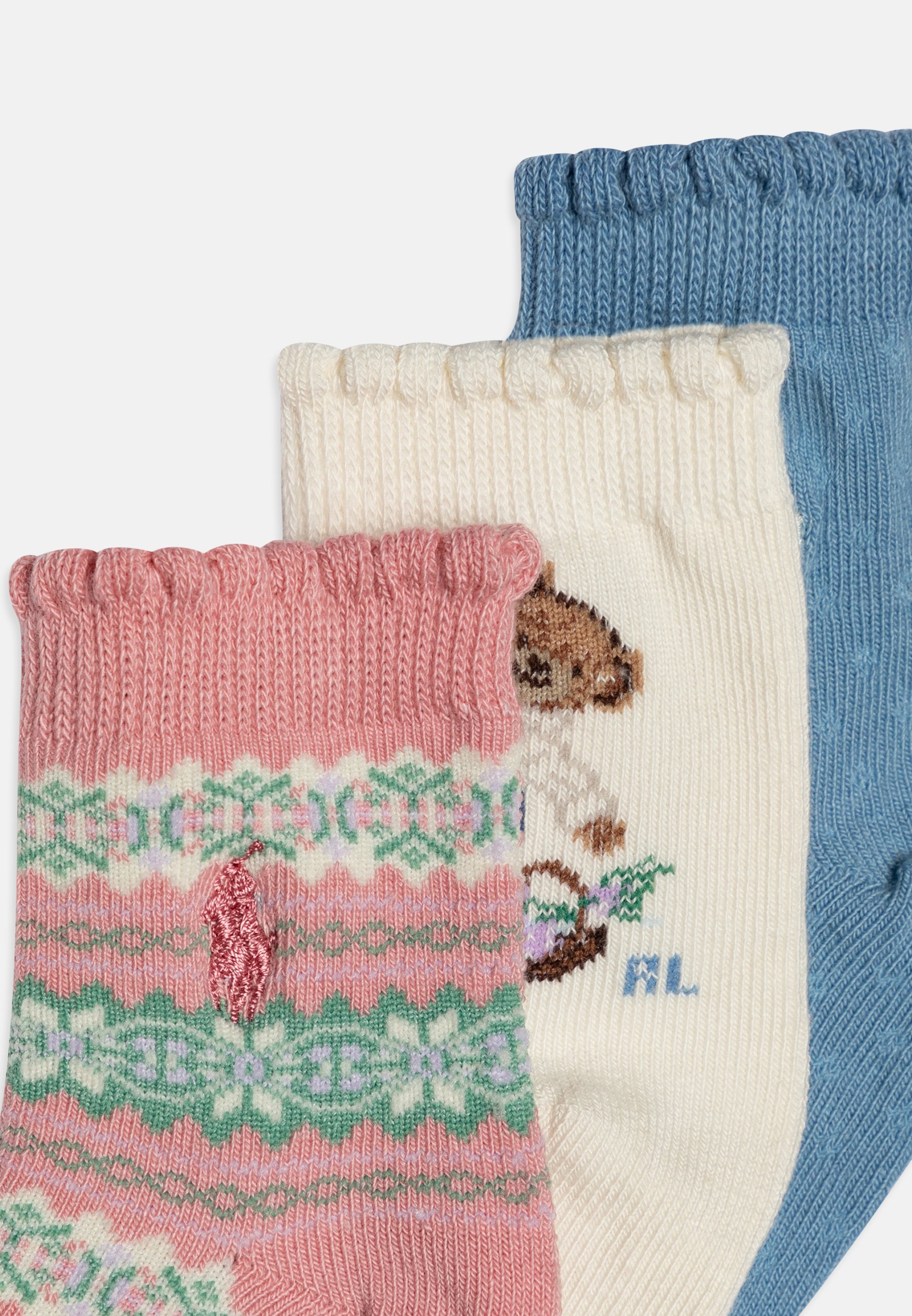 Polo Ralph Lauren BABY COTSWOLD CREW UNISEX 3 PACK - Socks - ivory/blue/light pink/beige