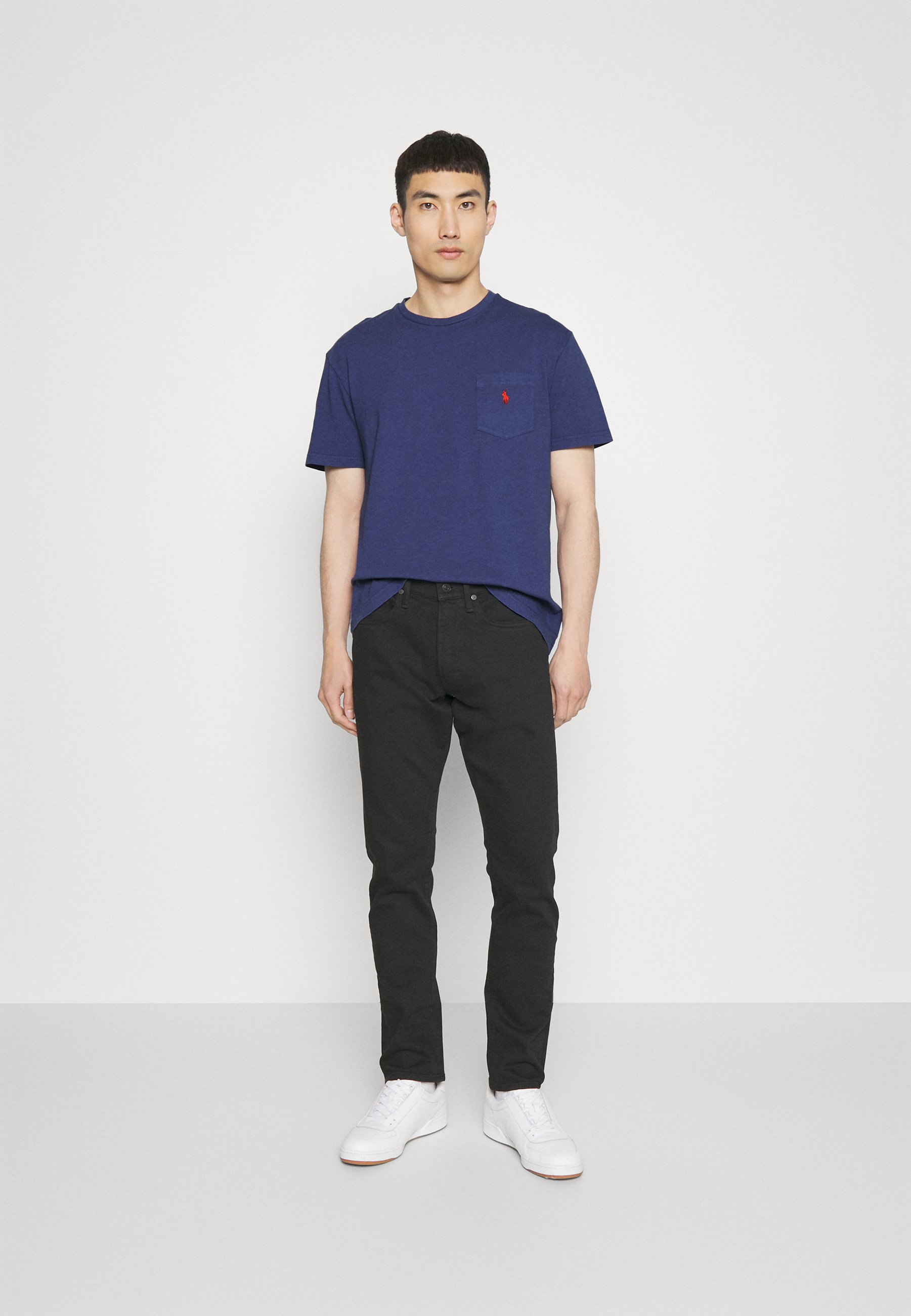Polo Ralph Lauren CLASSIC FIT COTTON-LINEN POCKET T-SHIRT - Basic T-shirt - boathouse navy/dark blue