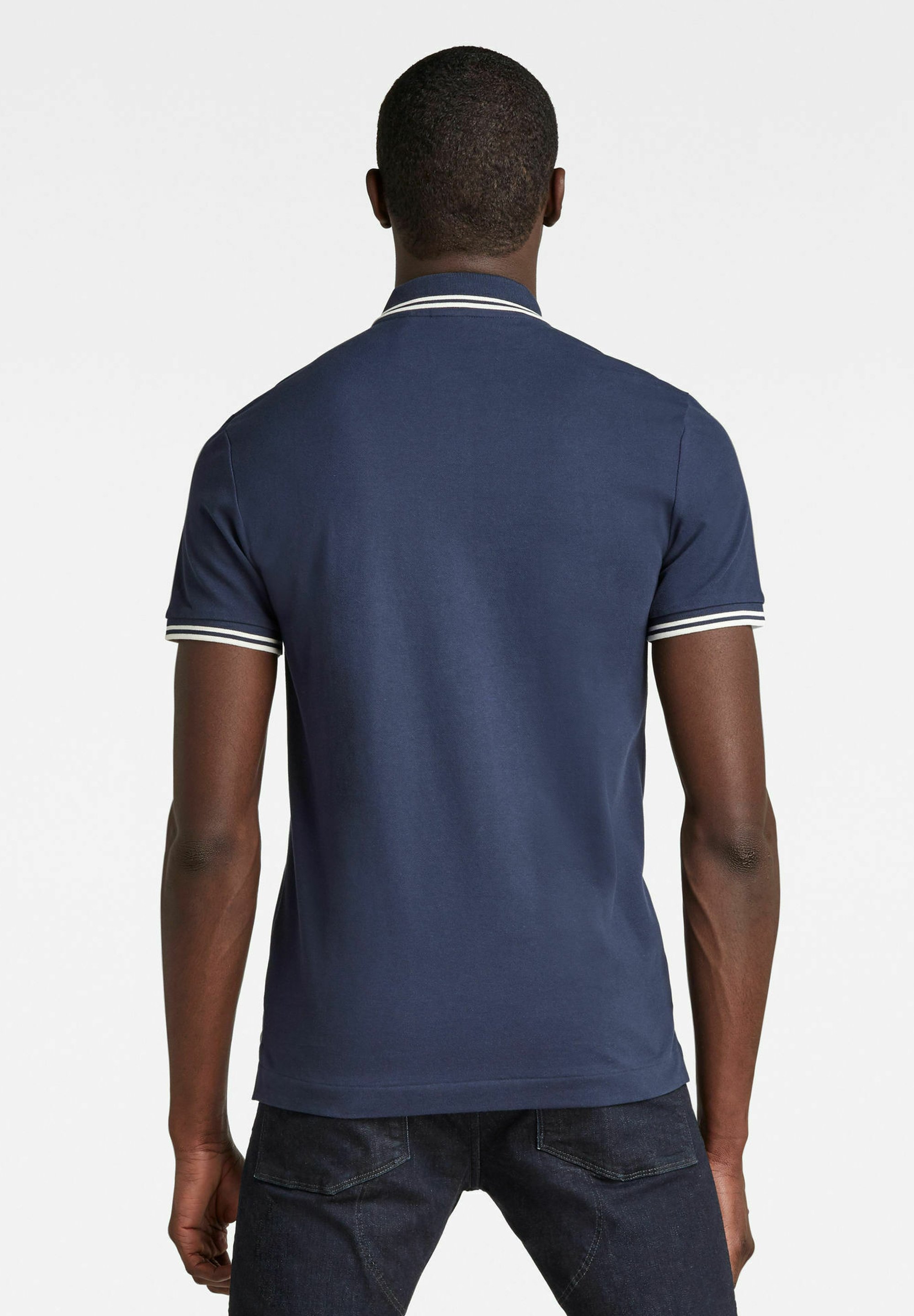 G-Star DUNDA SLIM STRIPE - Polo shirt - sartho blue/dark blue
