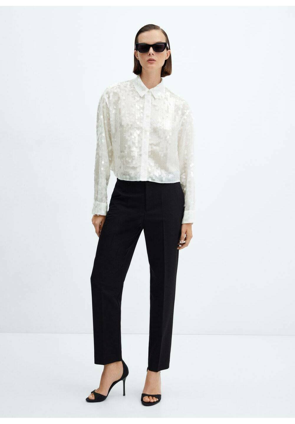 Mango FLAKE - Button-down blouse - cremeweiß/off-white
