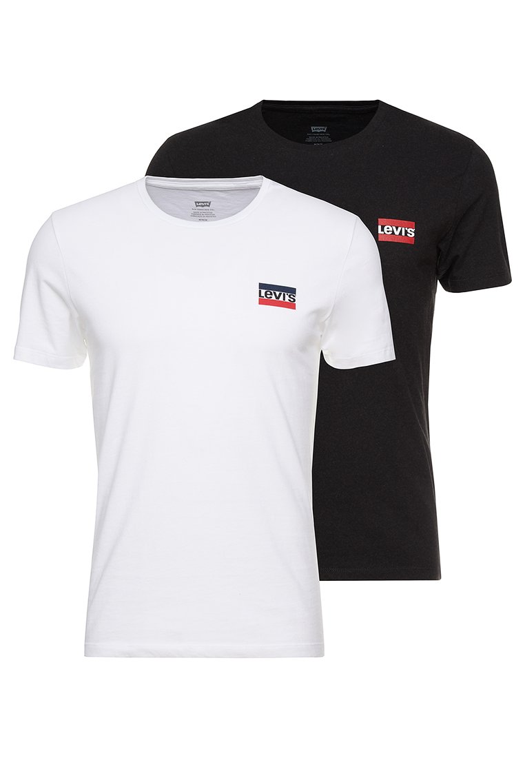 Levi's® CREWNECK GRAPHIC 2 PACK - Basic T-shirt - white/mineral black/black