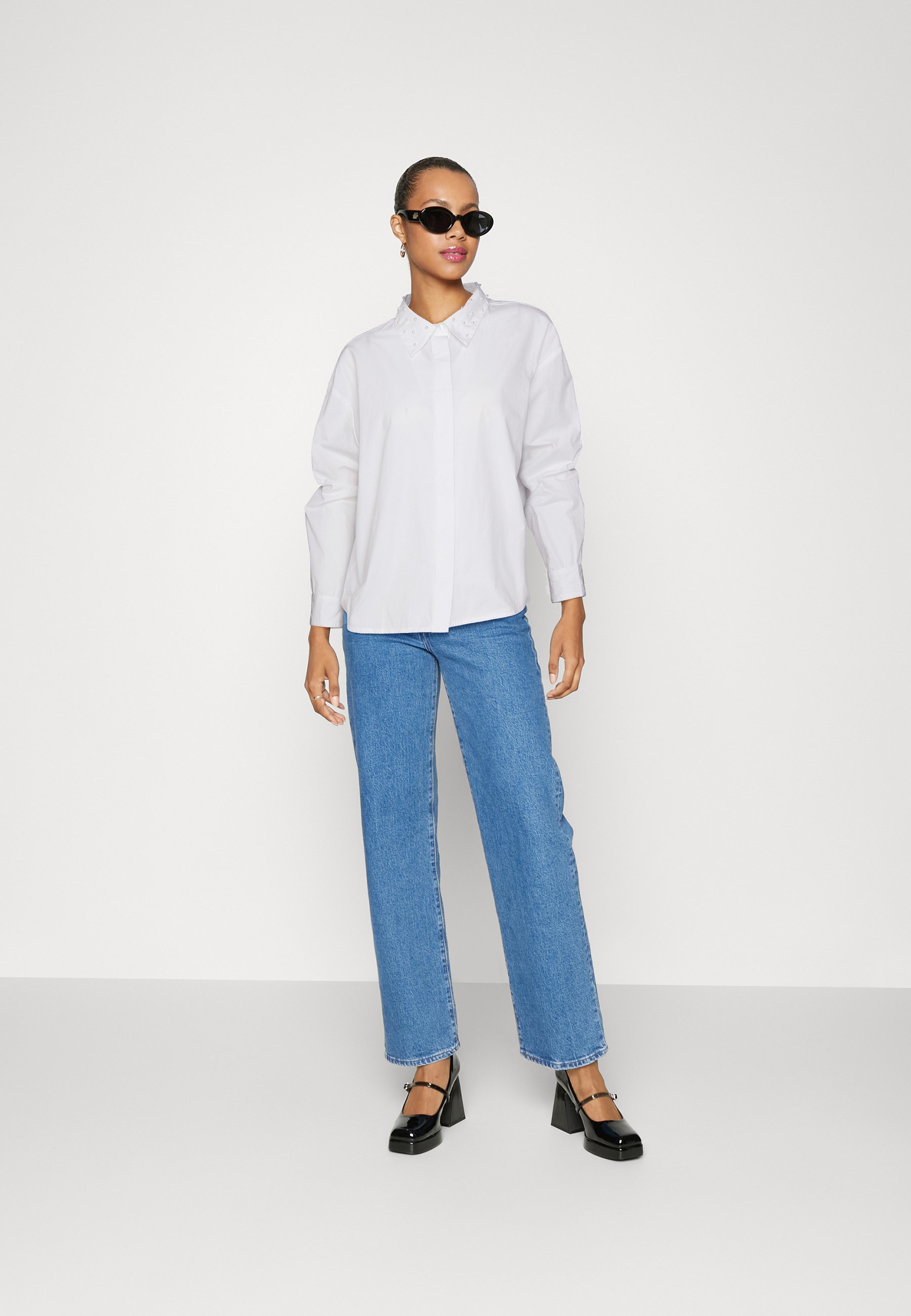 ONLY ONLMEGAN DETAIL  - Button-down blouse - cloud dancer/off-white