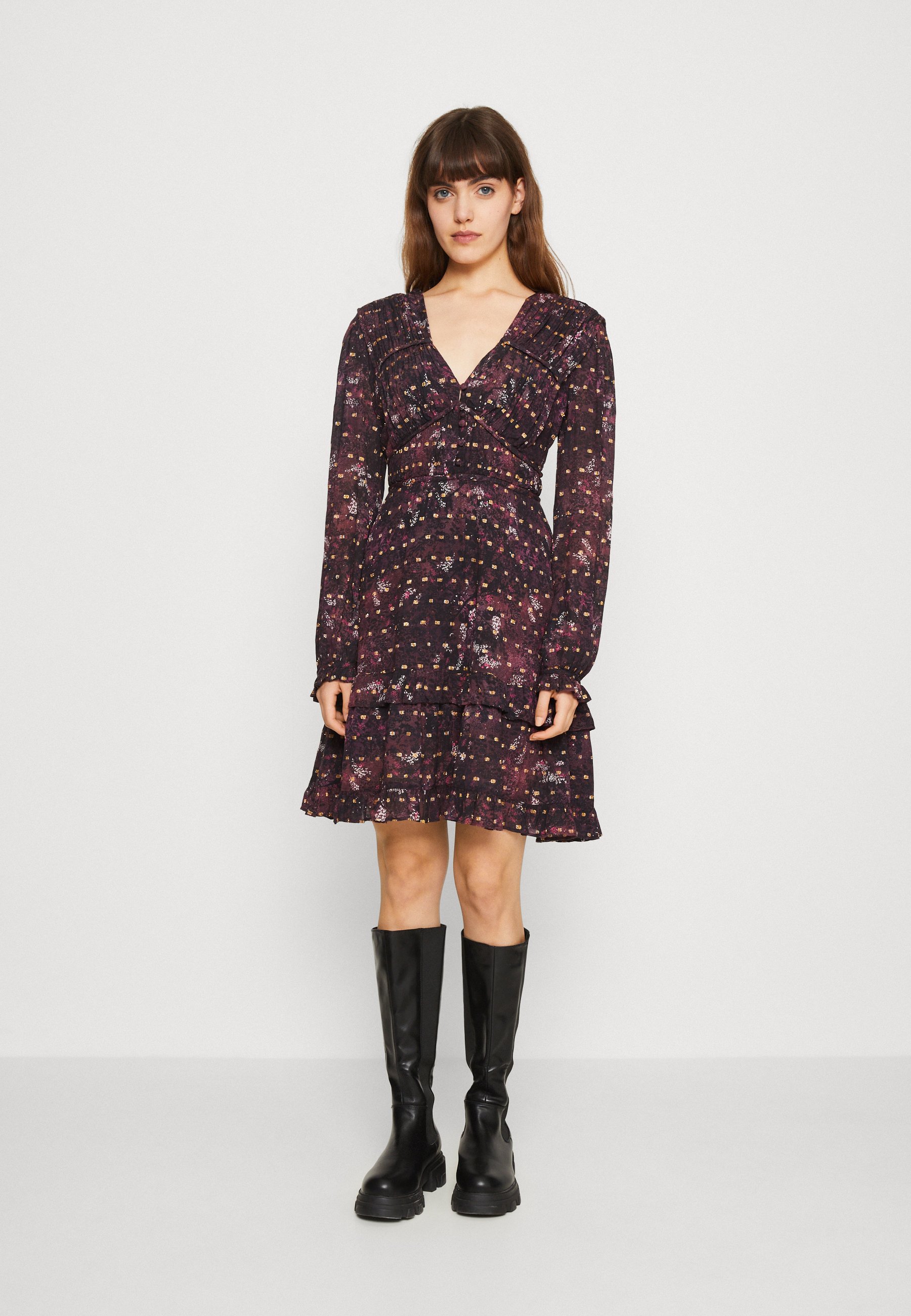 Scotch & Soda LONG SLEEVED DRESS - Shirt dress - midnight slate/multi-coloured