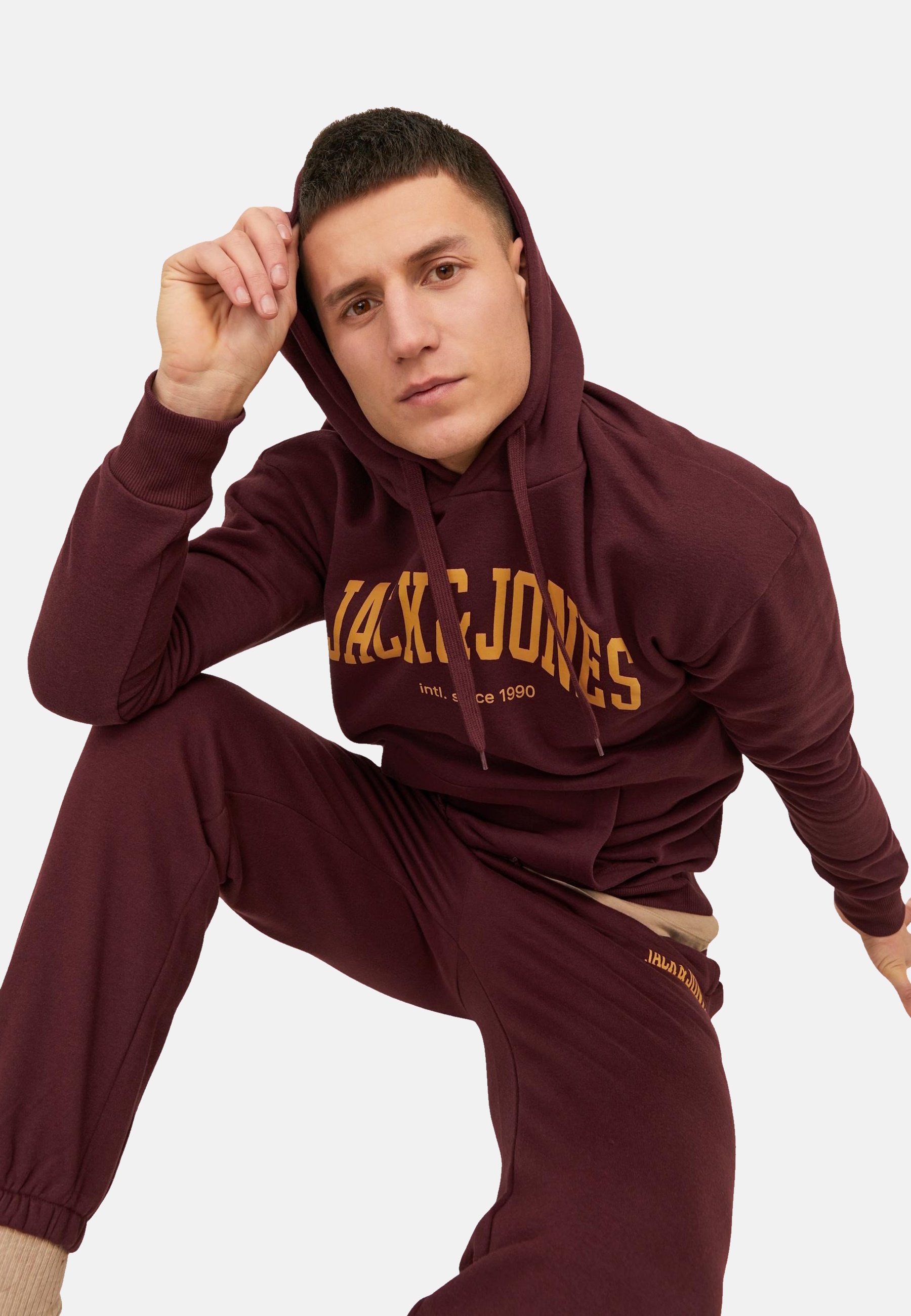 Jack &Jones JOSH MIT TUNNELZUG KÄNGURUT - Hoodie - rot/bordeaux