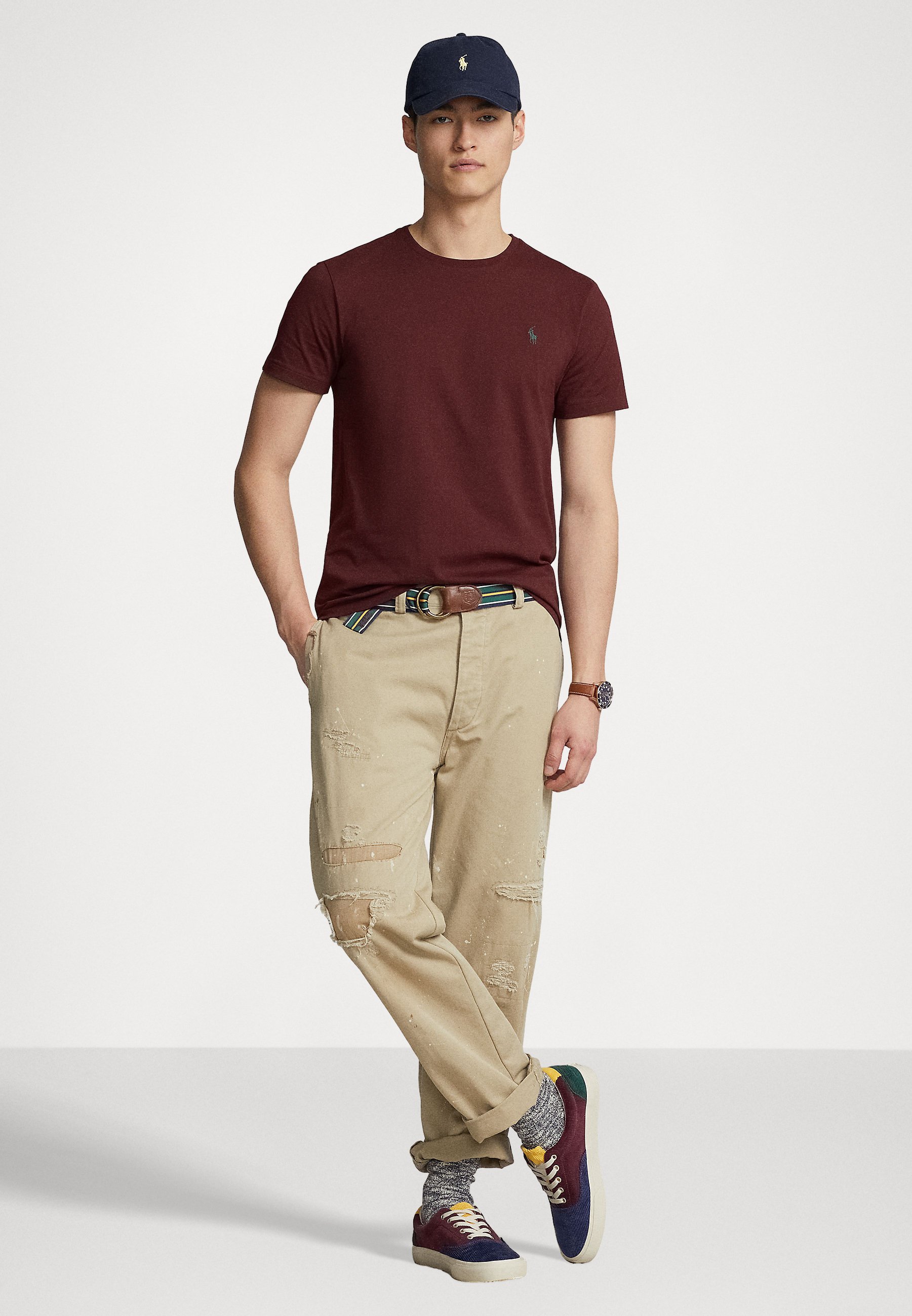 Polo Ralph Lauren SHORT SLEEVE - Basic T-shirt - harvard wine/mottled bordeaux