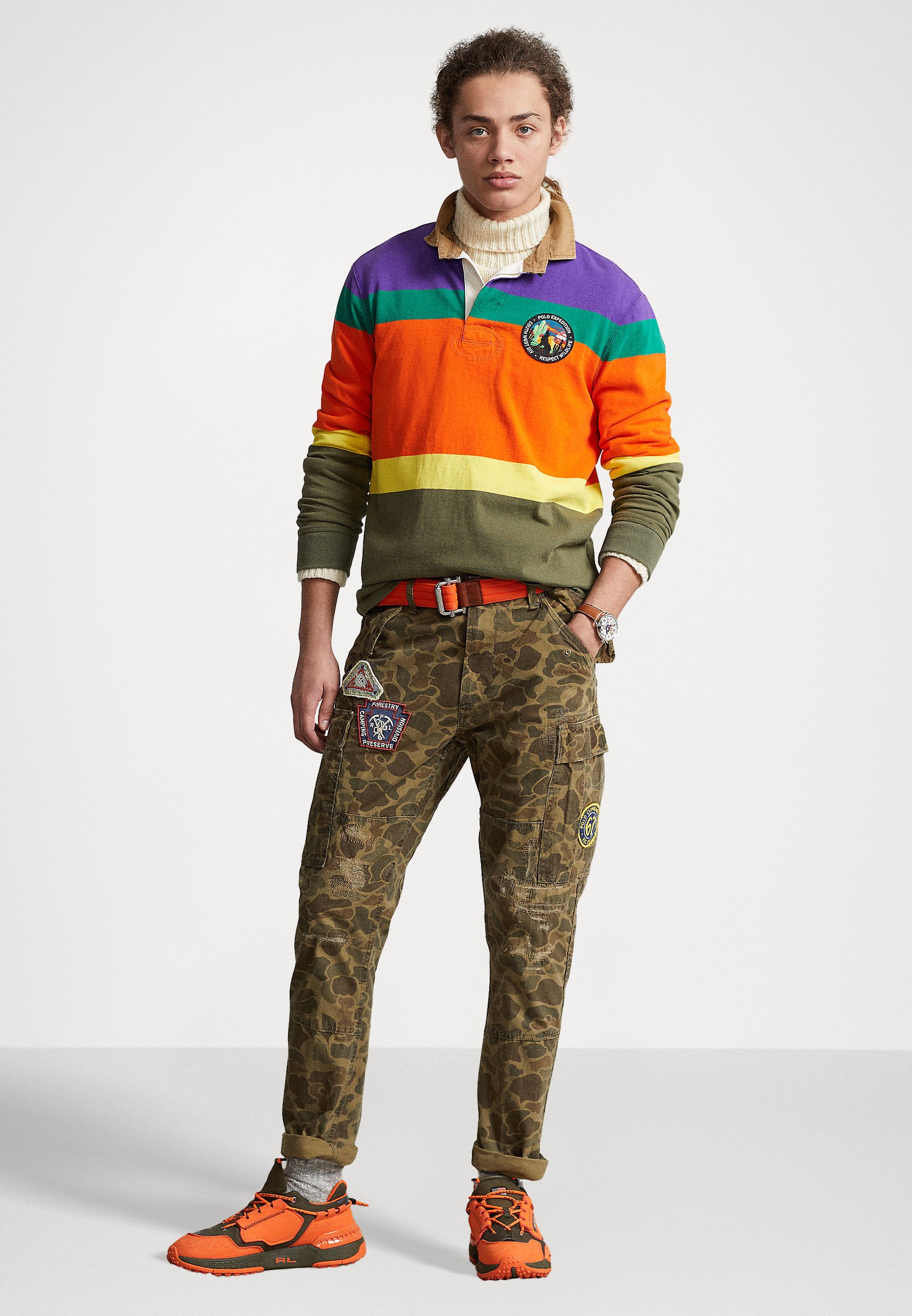 Polo Ralph Lauren SLIM FIT CAMO CANVAS CARGO TROUSER - Cargo trousers - frog/dark green