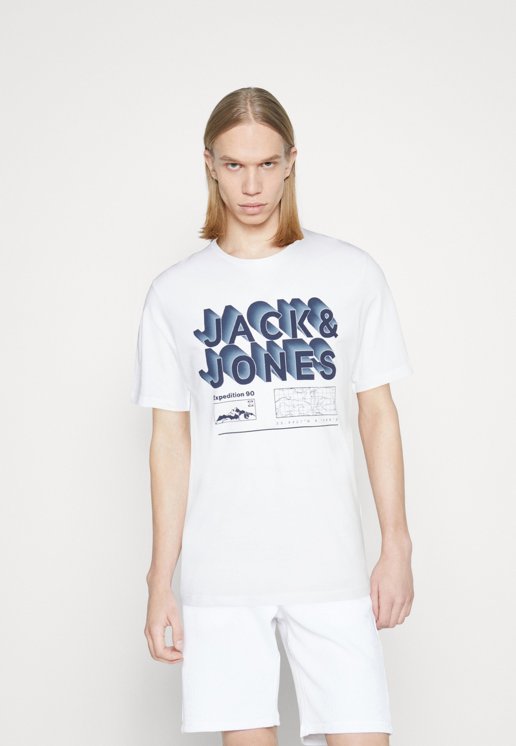 Jack &Jones JCOBOOSTER TEE CREW NECK - Print T-shirt - white