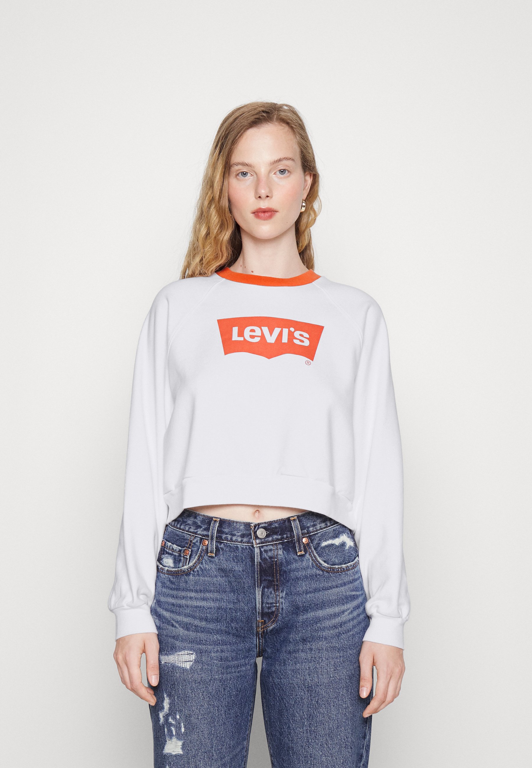 Levi's® VINTAGE RAGLAN CREW - Sweatshirt - bright white/orange rust/white