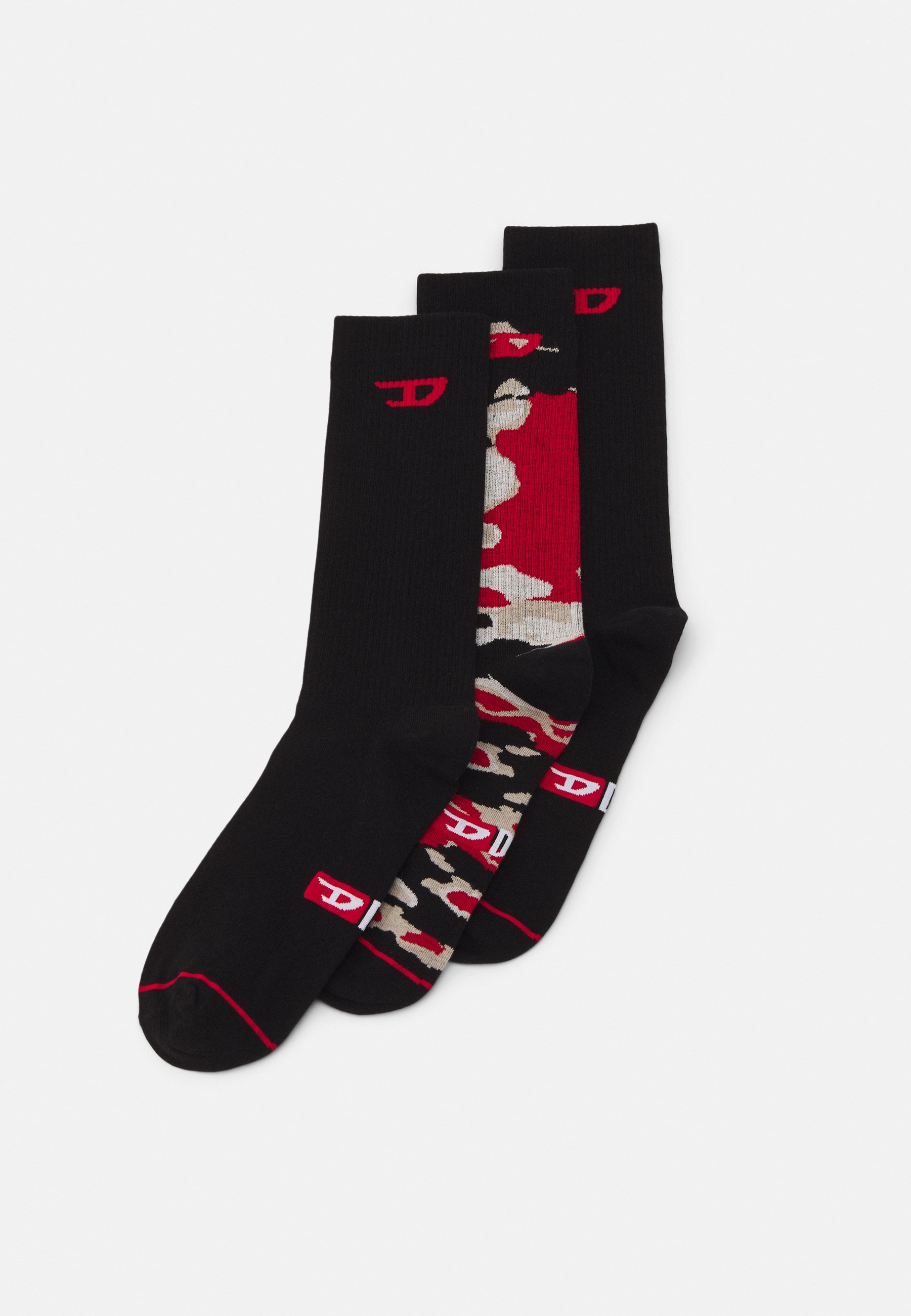 Diesel RAY 3 PACK - Socks - black/red/black