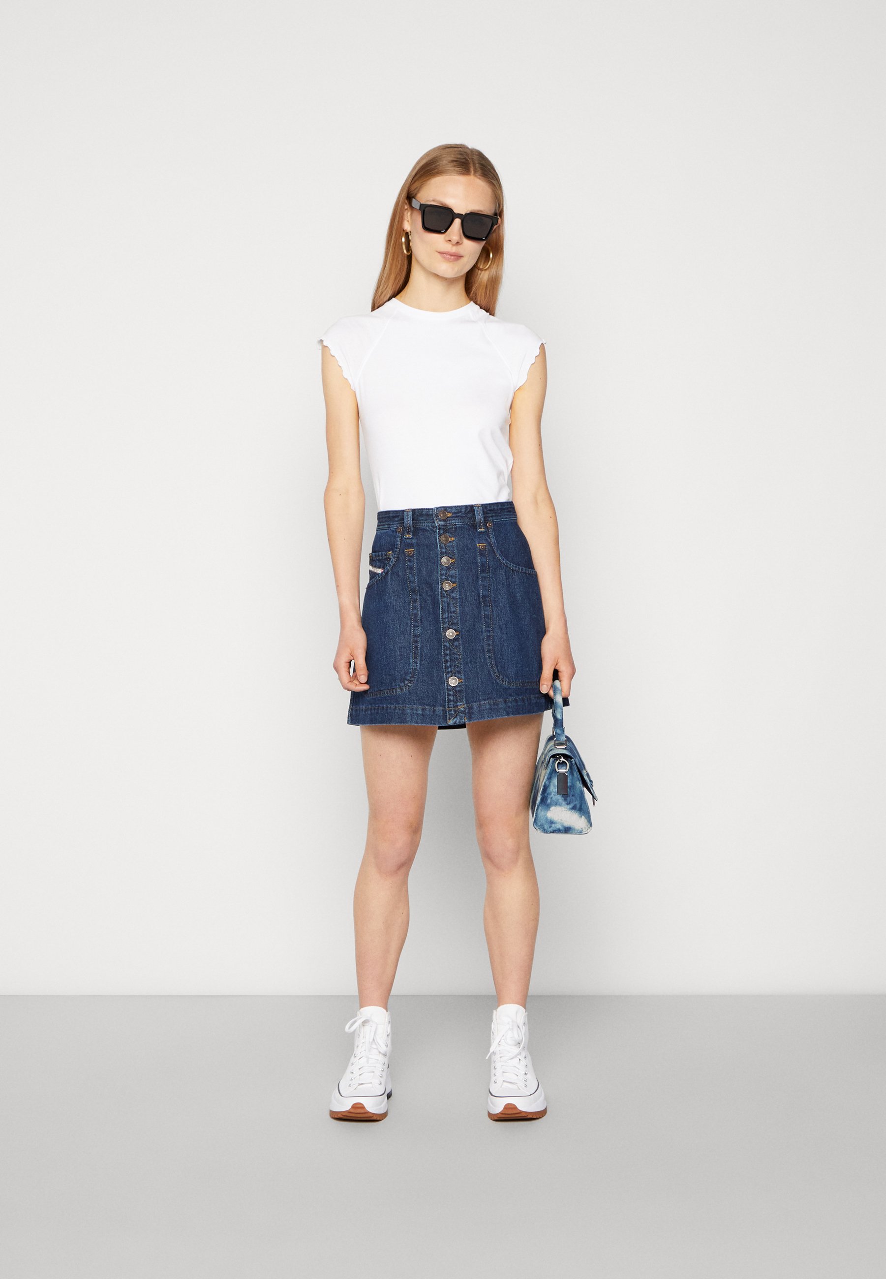 Diesel ALBUS - Mini skirt - dark blue/blue-black denim