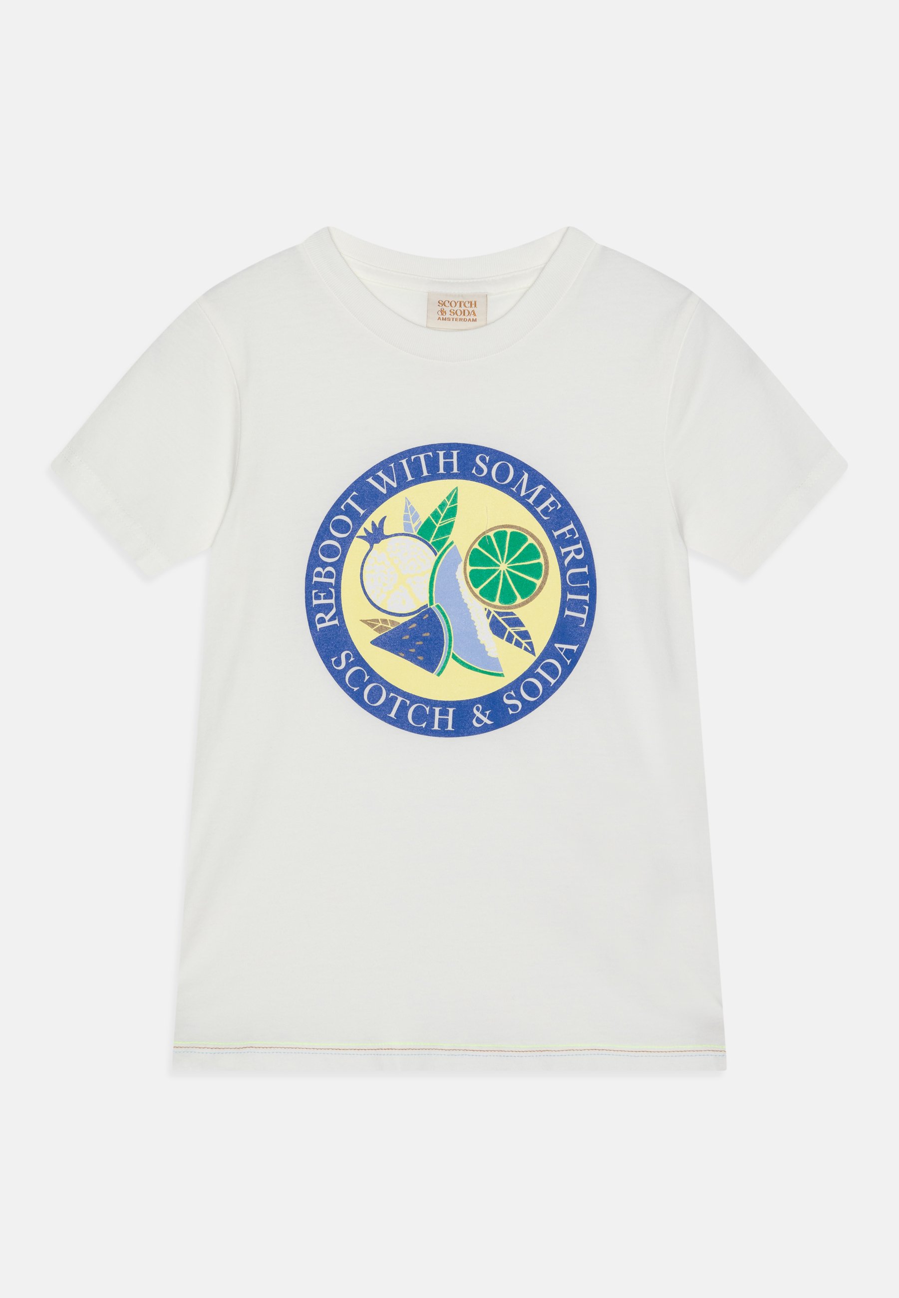 Scotch & Soda REGULAR FIT SHORT SLEEVED ARTWORK UNISEX - Print T-shirt - off white/off-white