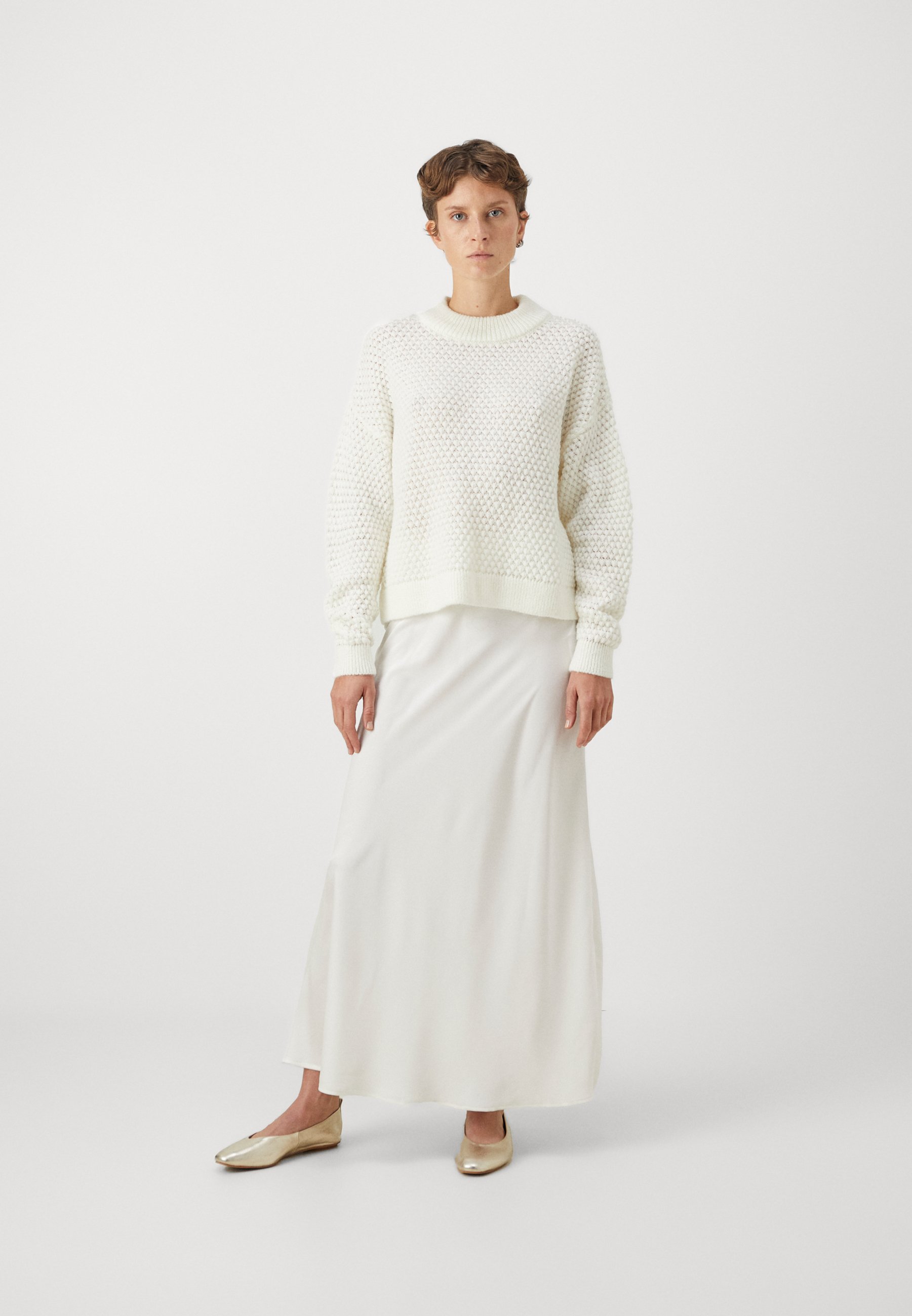 ONLY ONLGABBY MIDI SKIRT - Maxi skirt - bright white/white