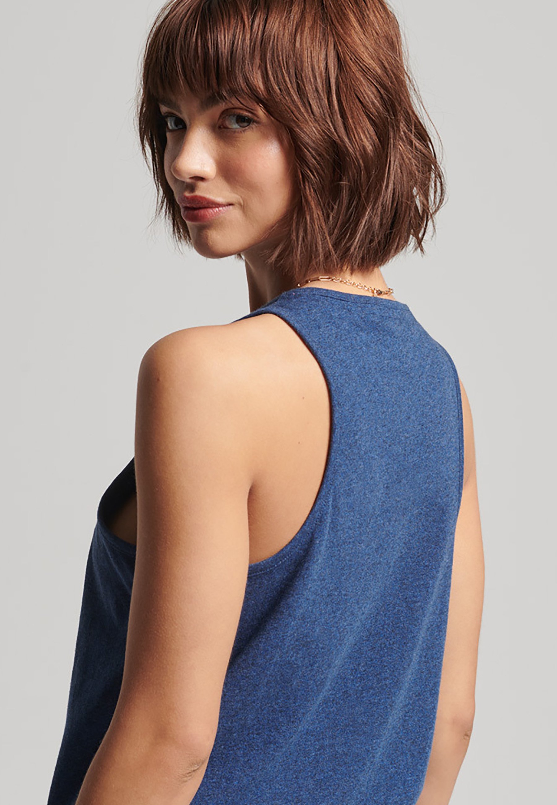 Superdry VINTAGE LOGO EMBROIDERED - Top - bright blue marl/blue