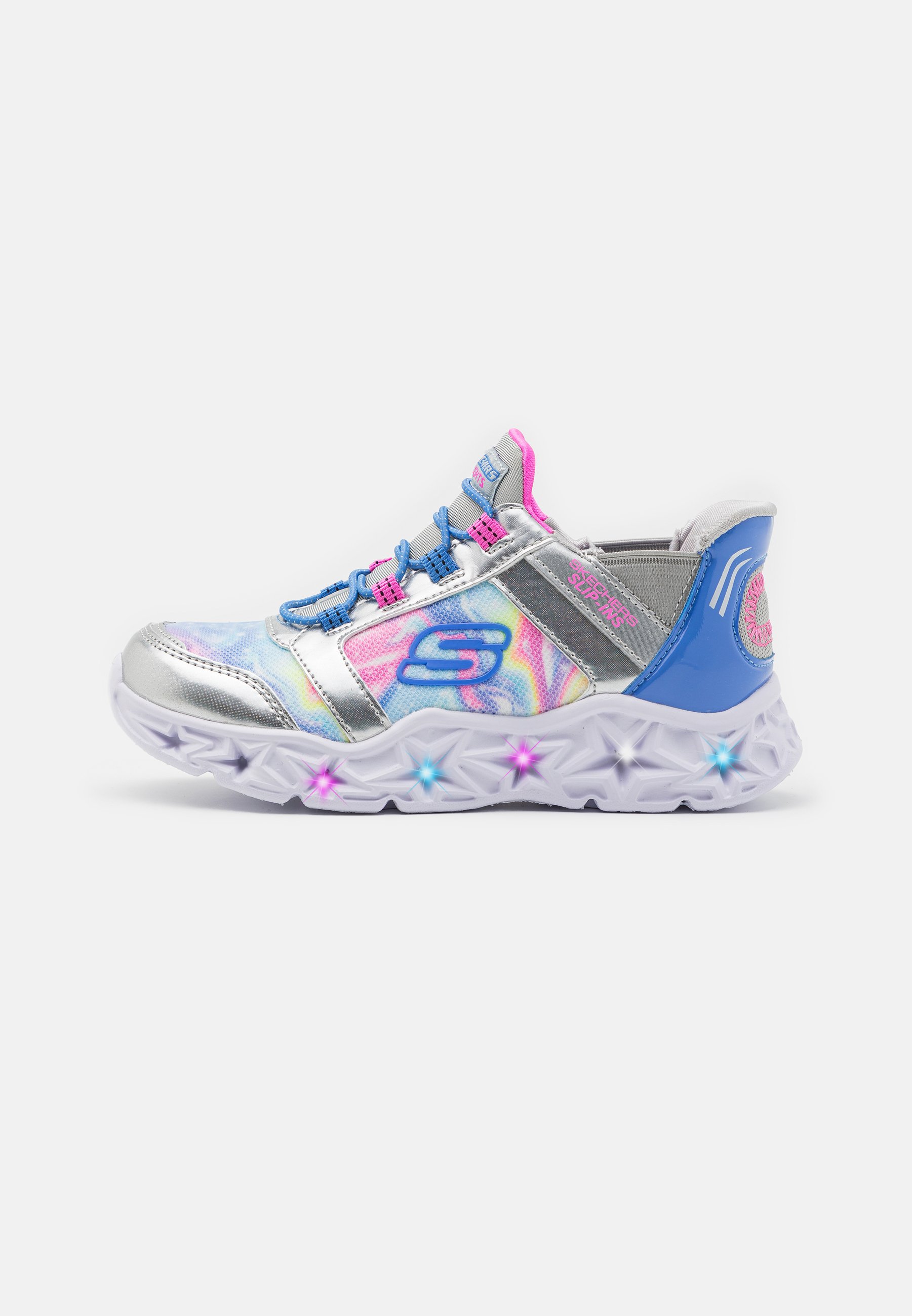 Skechers GALAXY LIGHTS - Trainers - silver synthetic/multi trim/silver-coloured