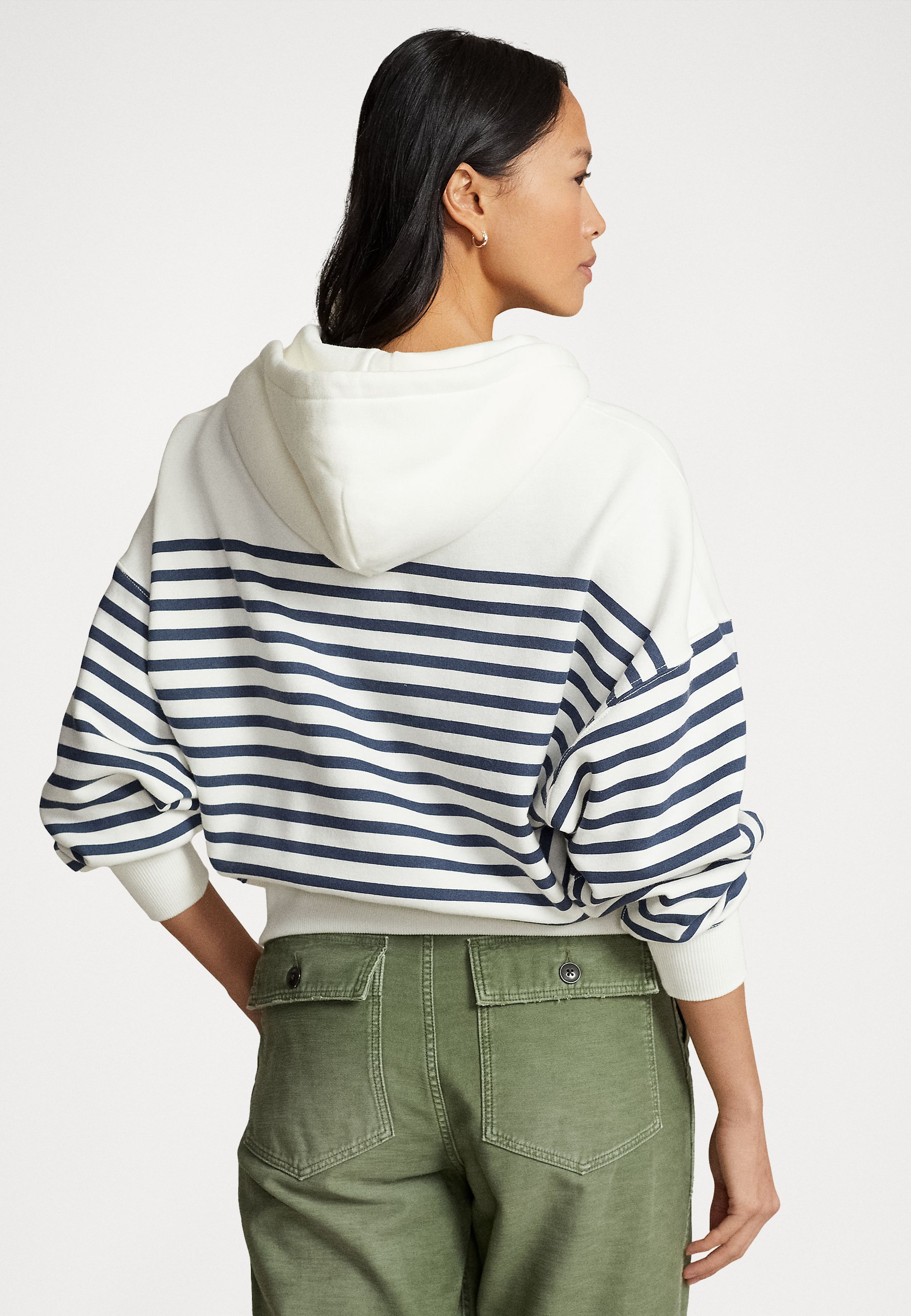 Polo Ralph Lauren LONG SLEEVE - Zip-up sweatshirt - deckwash  white/boston navy/blue
