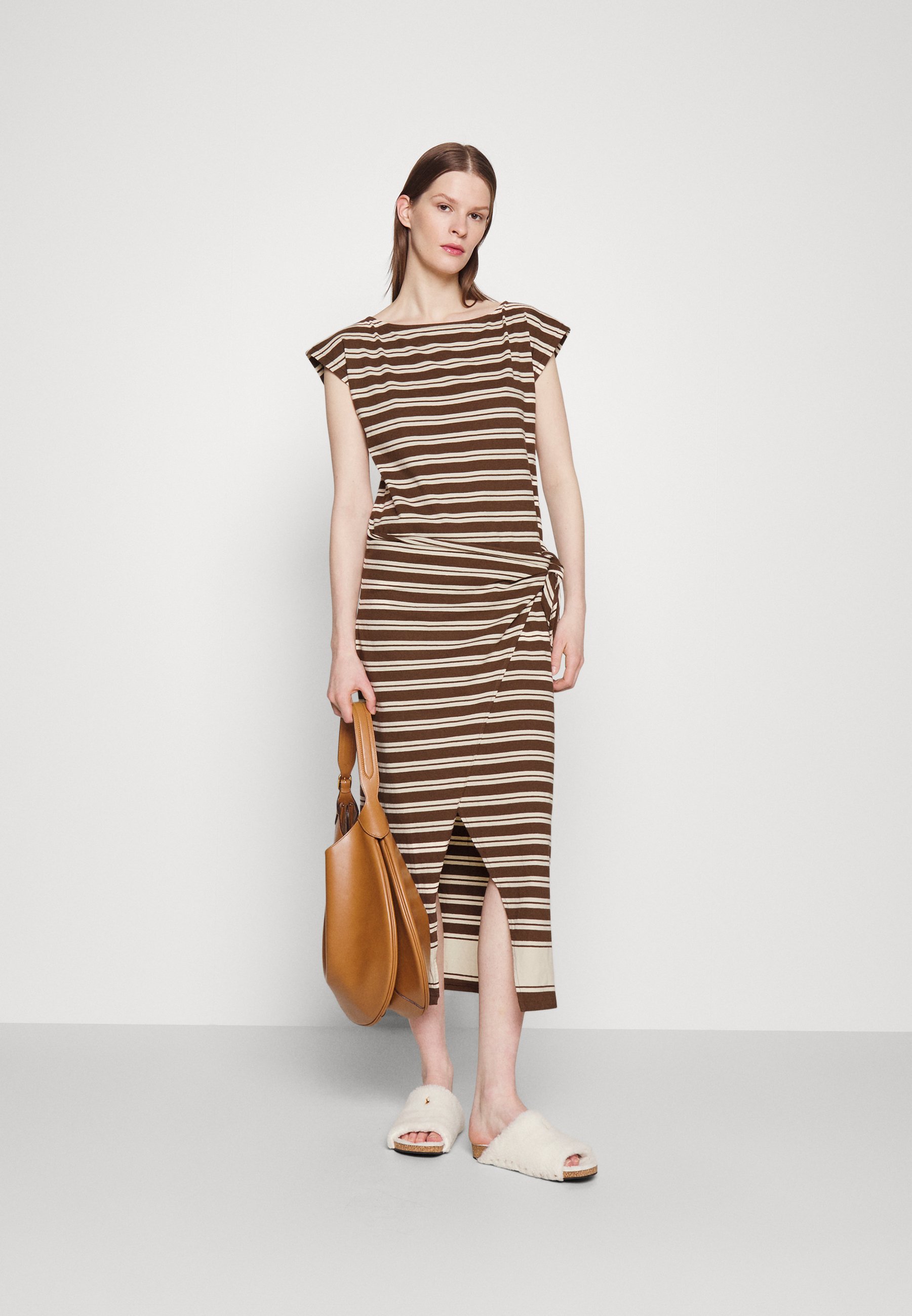 Polo Ralph Lauren SHORT SLEEVE-DAY DRESS - Day dress - chocolate brown/andover cream/brown
