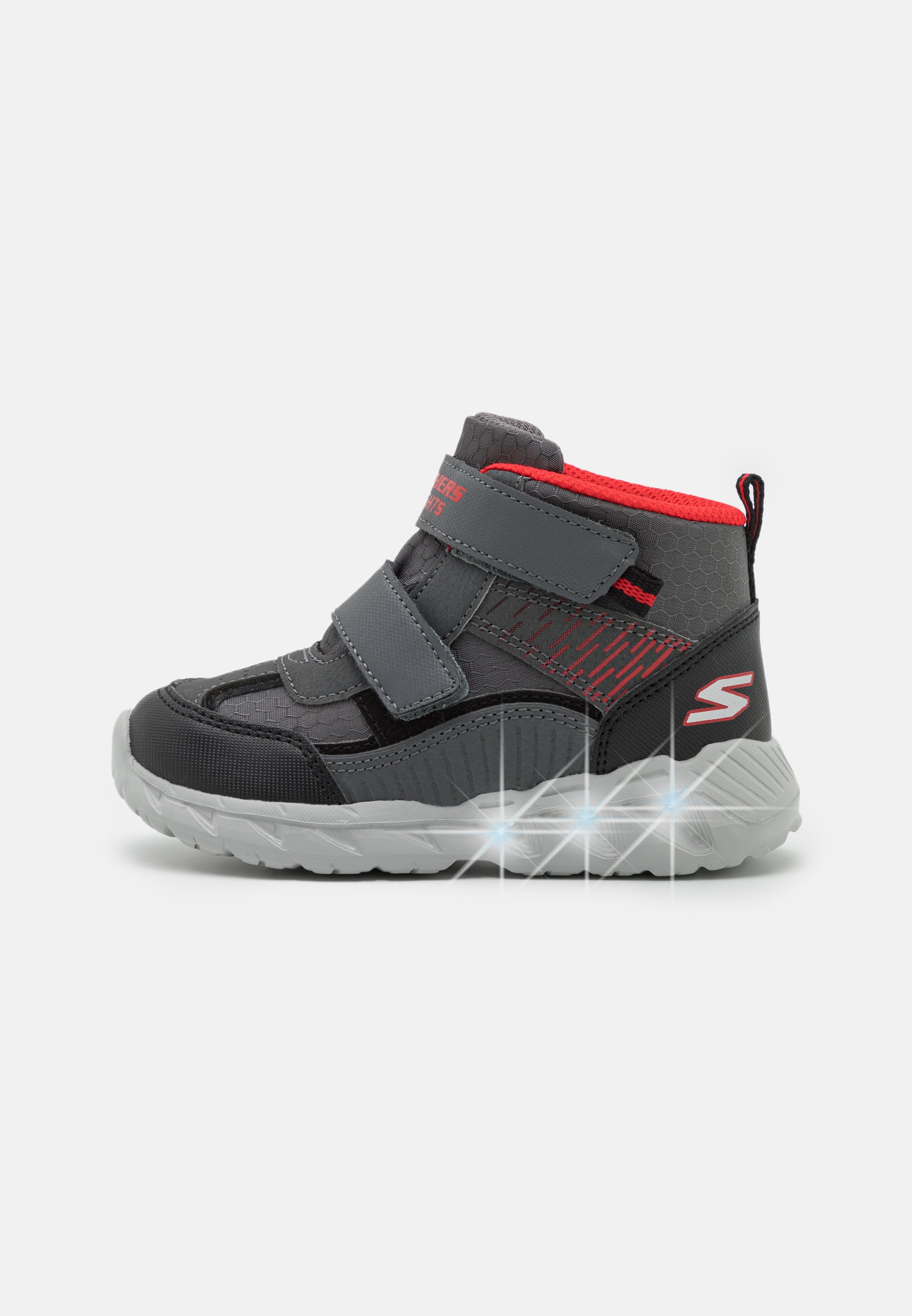 Skechers EXPOSED SIDEWALL LIGHTS - High-top trainers - charcoal/black/red/dark grey