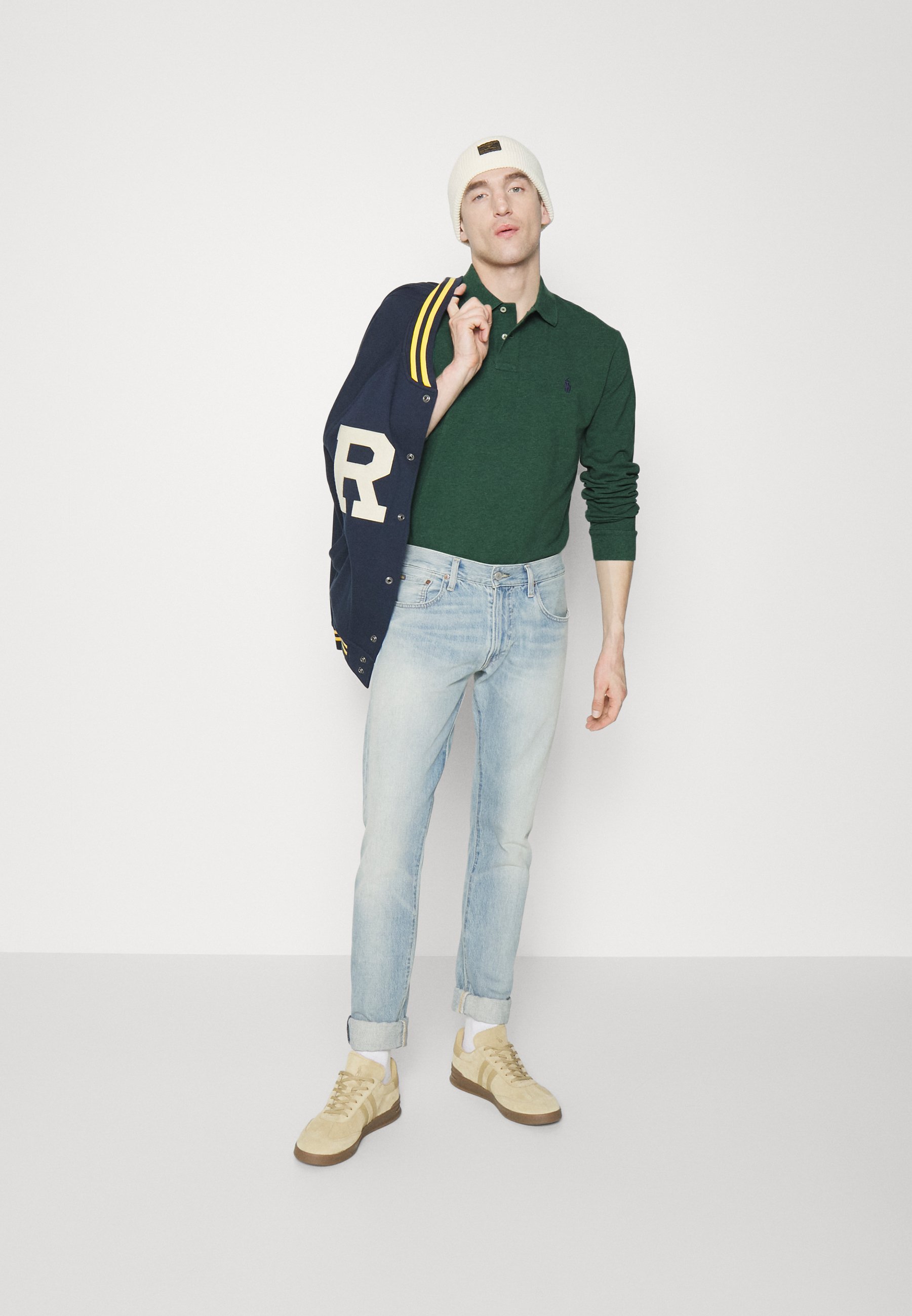 Polo Ralph Lauren SLIM LONG SLEEVE - Polo shirt - verano green/green